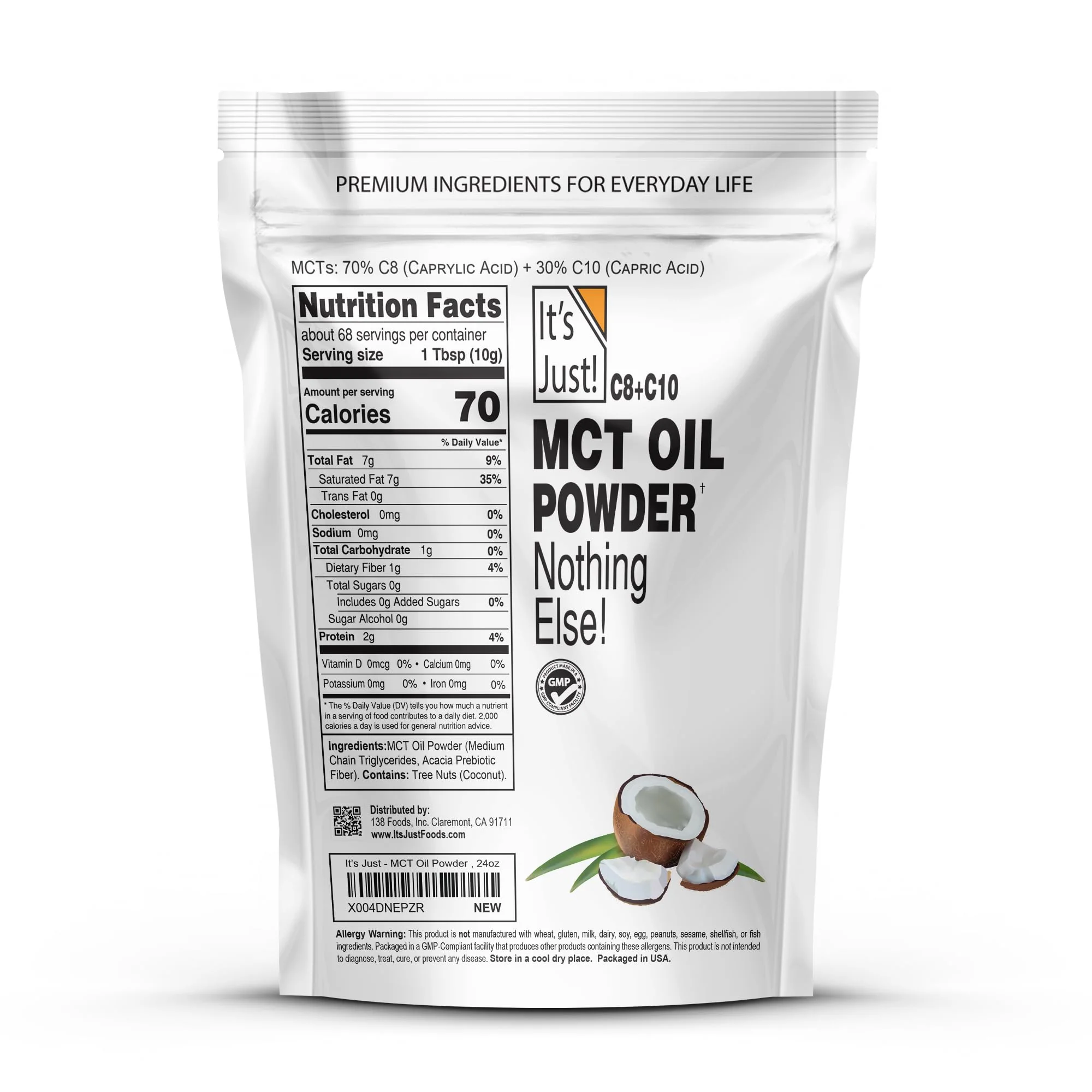 It's Just! MCT Oil Powder With Prebiotic Fiber - Keto, Non-GMO, C8 C10, Coffee Creamer - 24 oz - Image 8