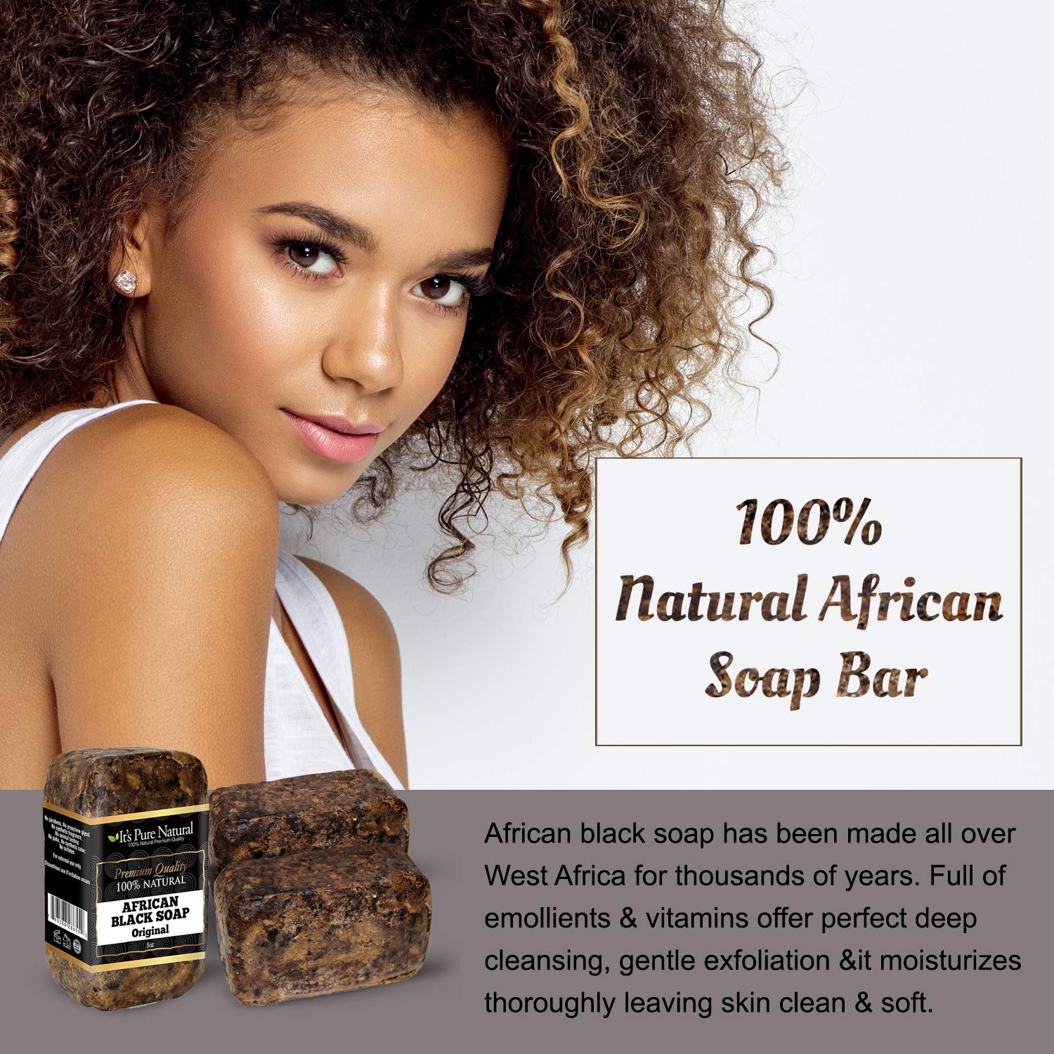 It's Pure Natural African Black Soap Bars Original (Pack of 3) Organic Raw Soap for Face & Body, Acne Treatment & Dark Spot Remover [Made in Ghana] - Image 7