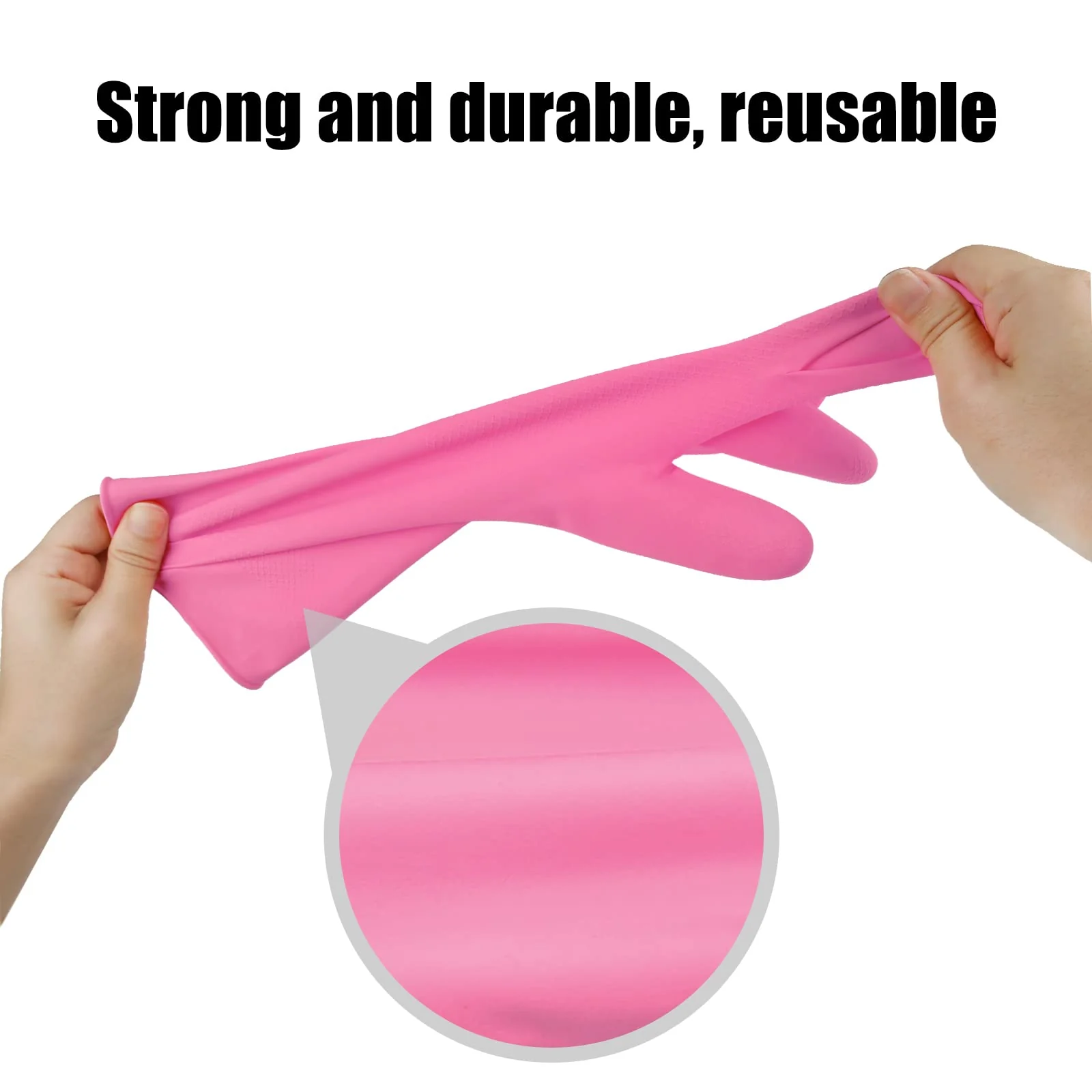 IUCGE Rubber cleaning gloves pink 6 Pairs for Household,Reuseable dishwashing gloves for Kitchen.(6,Large) - Image 2
