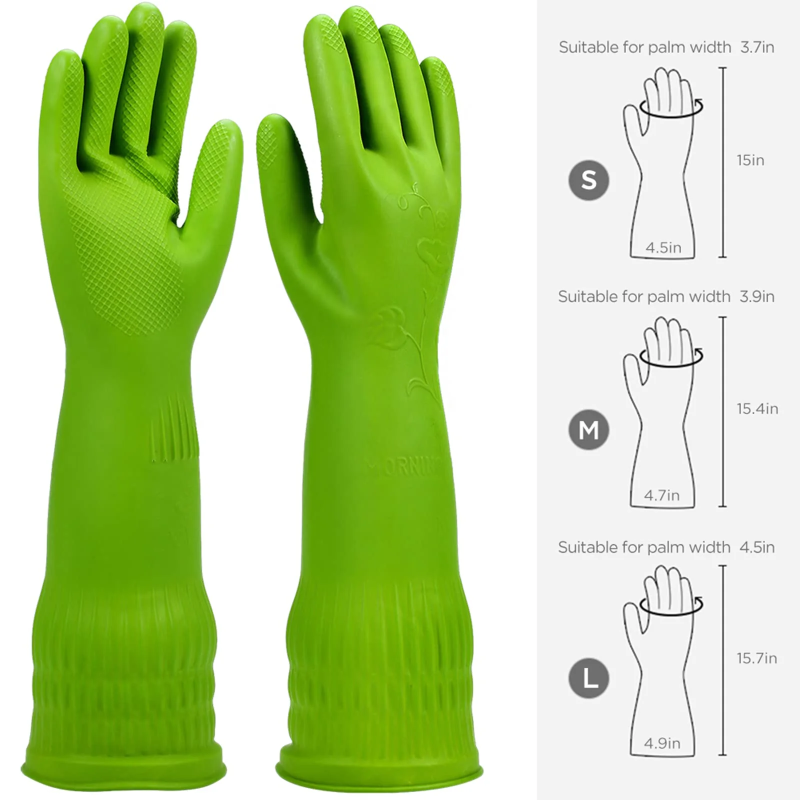 IUCGE Rubber dishwashing gloves 6 Pairs for kitchen,Cleaning washing dish gloves long for household reuseable durable.(Large,Multicolor) - Image 4