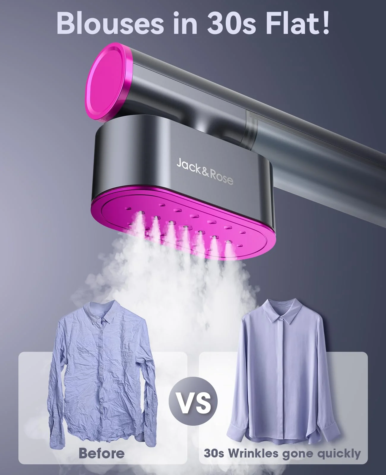 Jack & Rose Travel Steamer for Clothes,100-220V Portable Iron,15s Heat Up,Steamer & Iron 2 In 1, Travel Size,Large Ceramic Heat Panel,for Global and Europe - Image 6