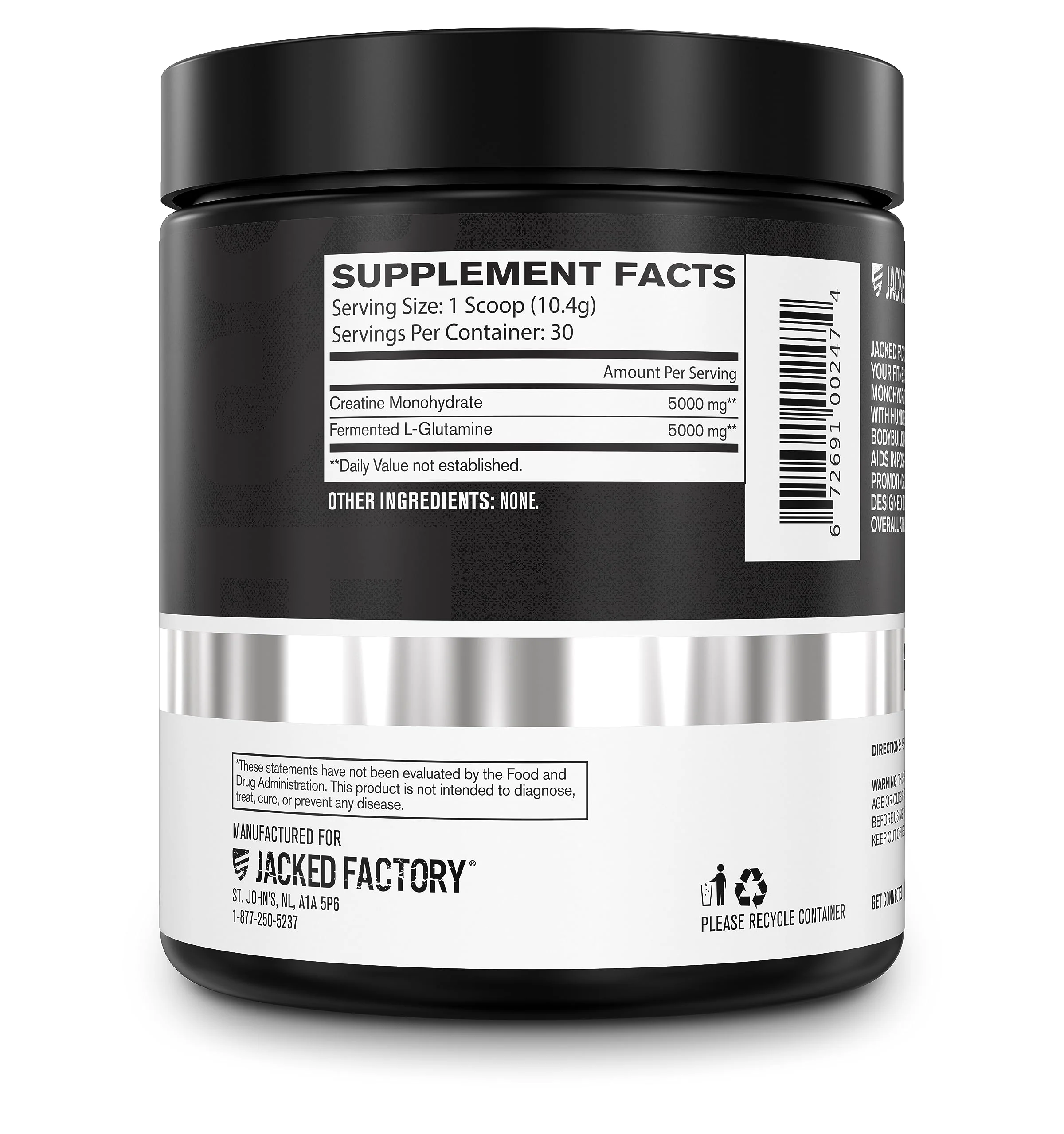 Jacked Factory Creatine + Glutamine - Creatine Supplement with L-Glutamine for Muscle Recovery, Muscle Growth, Increased Strength, Enhanced Energy Output, and Gut Health - 30 Servings, Unflavored - Image 3