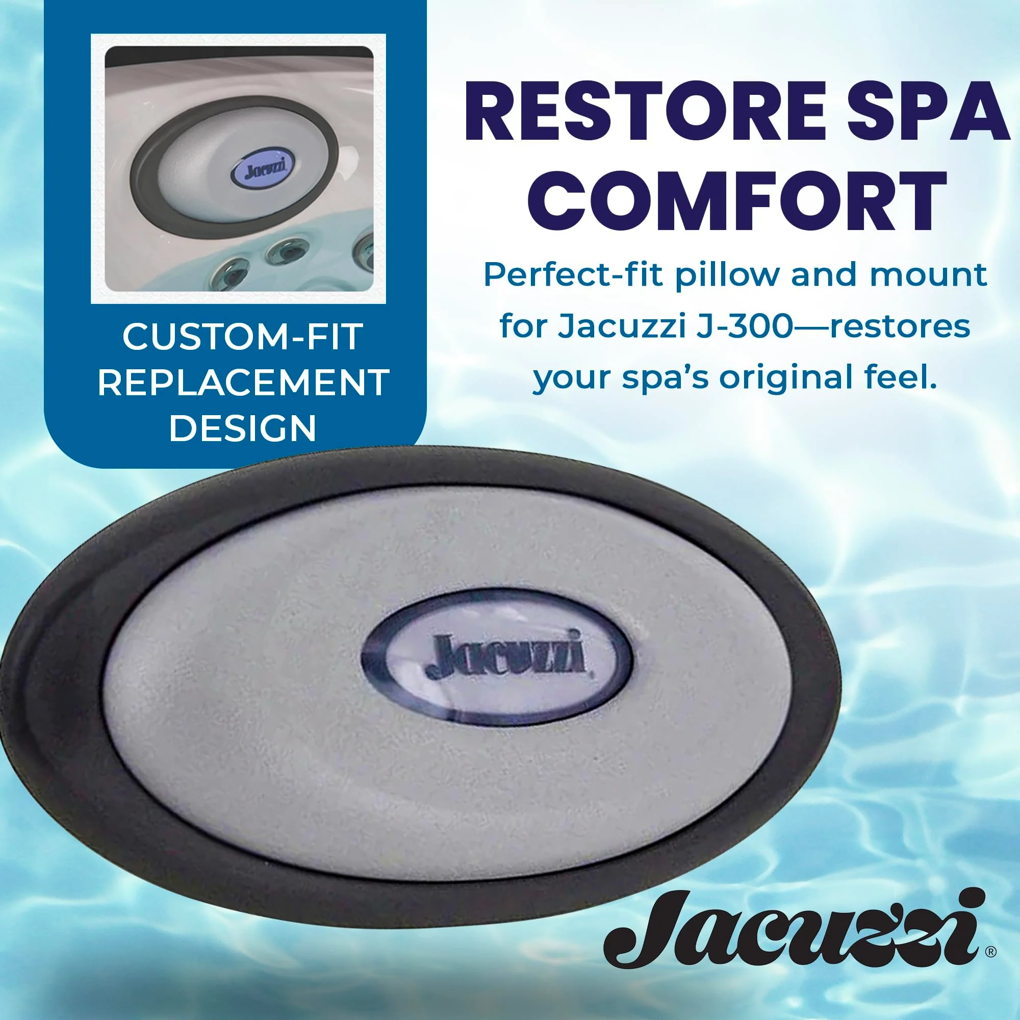 Jacuzzi J-300 Series Oval Pillow Insert + Back Mount, Replacement Spa Pillow for Hot Tub, Comfortable Headrest Cushion with Easy Installation, Durable Vinyl Design for Relaxing Soaks & Spa Upgrade - Image 6