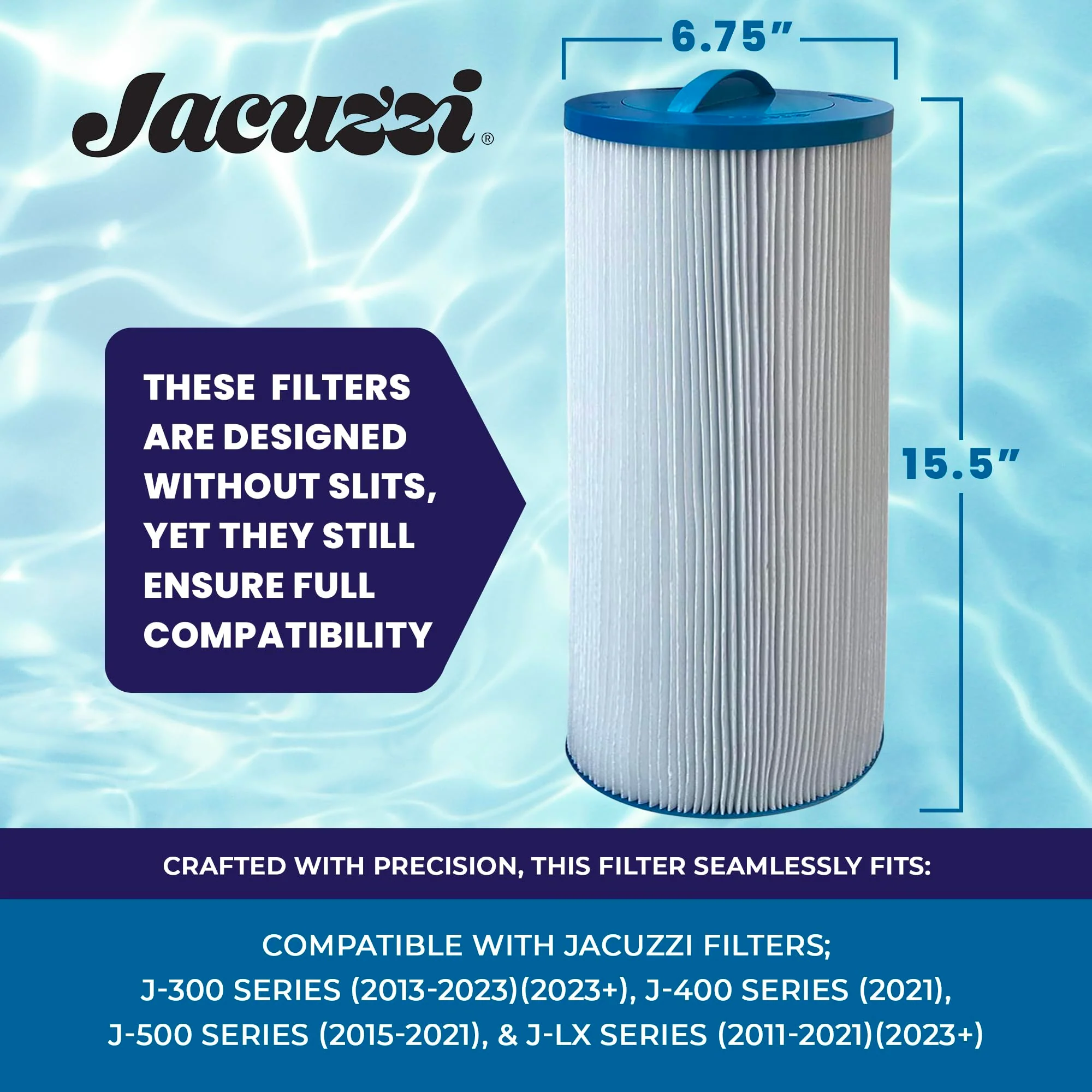 Jacuzzi ProClear 6000-383AJ Hot Tub Replacement Filter Cartridge Fits J-300, J-400, J-500, J-LX (2002+) - Hydro Filter with Twist-Off Cap, OEM Accessories & Replacement Parts, 60 Sq Ft, 1 Pack - Image 7