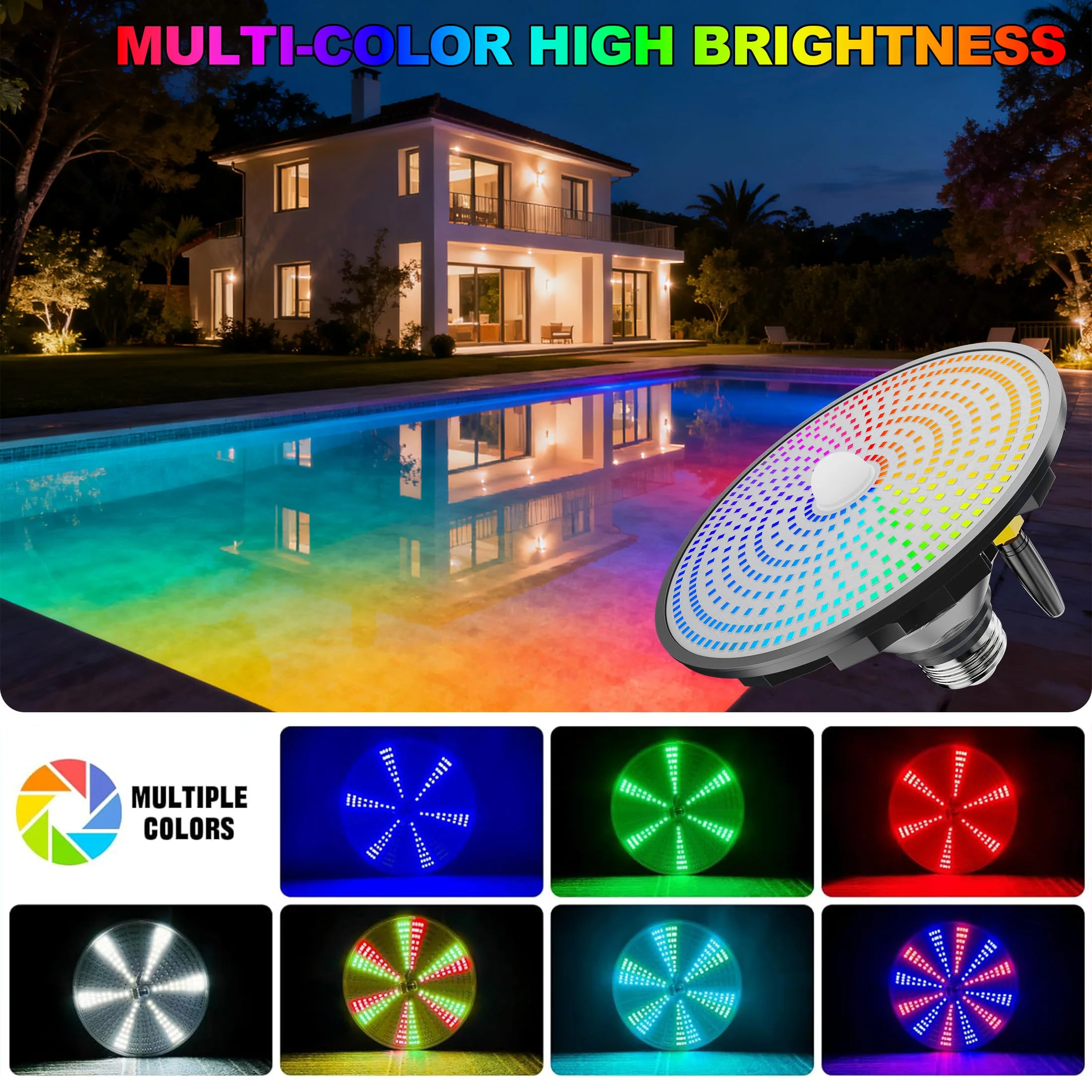 Jadisi LED Pool Light Bulb for Inground Pools – RGBW 70W Swimming LED Pool Lights, 12 Color Modes, Adjustable Brightness & Speed, Remote Control, Energy Efficient, E26 Base - Image 5