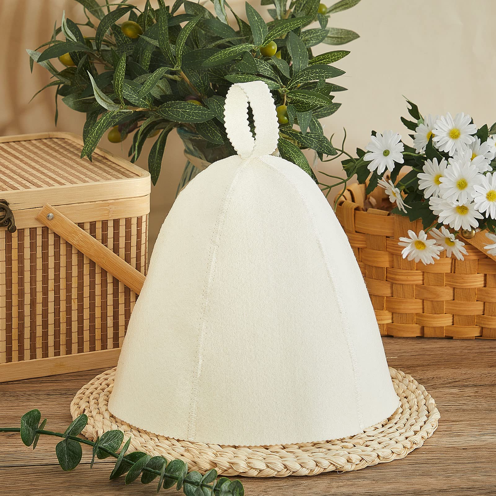 JaGely Sauna Hat for Men Women Sauna Hat Vaporarium Cap Russian Banya Cap for Bath House Accessories(Gray, White,4 Pieces) - Image 2