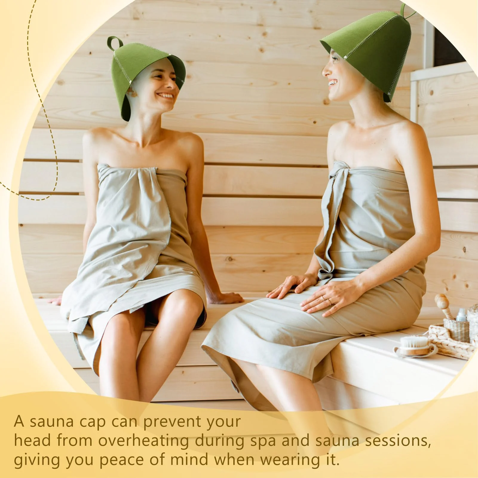 JaGely Sauna Hat for Men Women Sauna Hat Vaporarium Cap Russian Banya Cap for Bath House Accessories(Olive Green,2 Pieces) - Image 4
