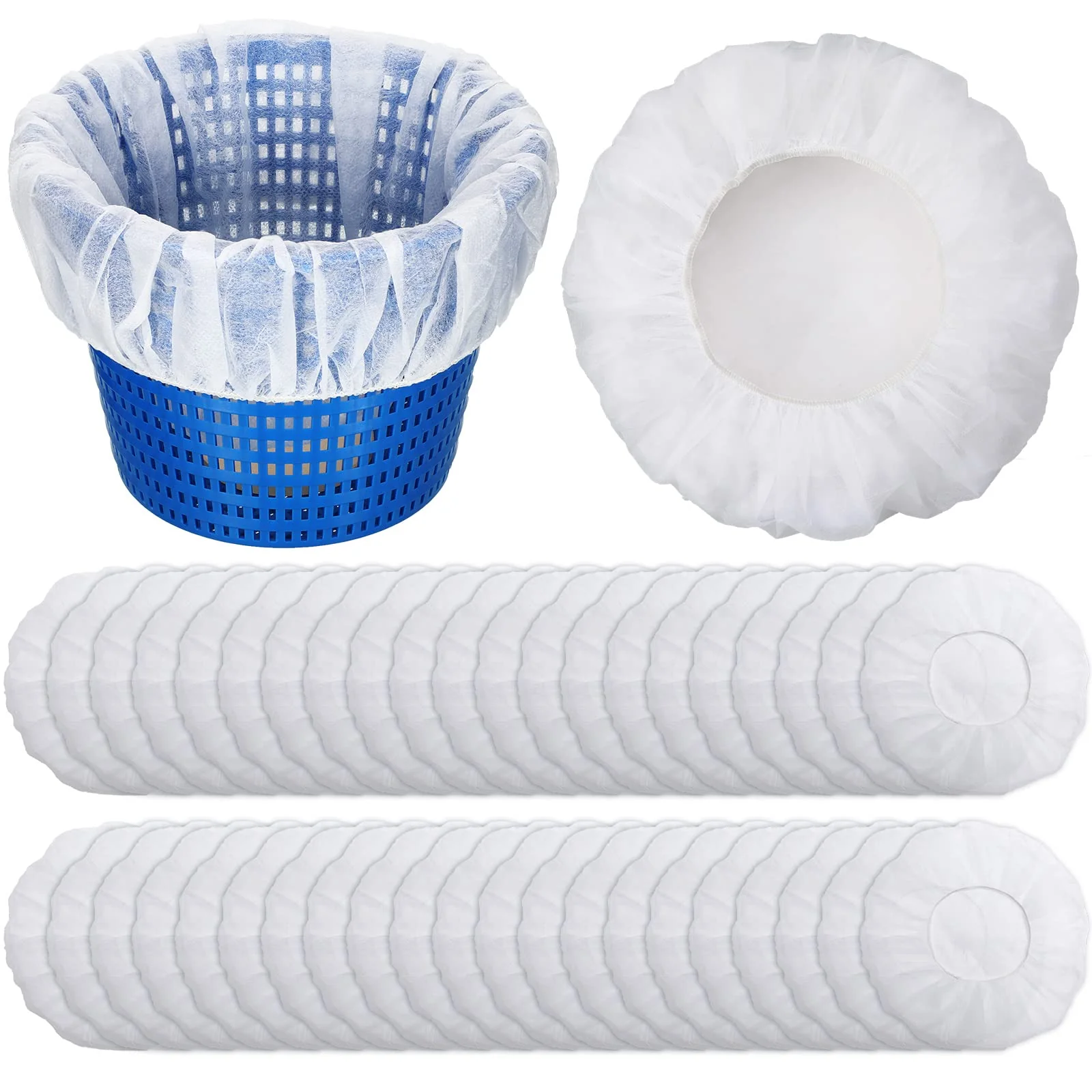 Janmercy 200 Pcs Pool Skimmer Socks Fine Mesh Basket Strainer Screen Liners Savers Clean Debris and Leaves for Inground and Above Ground Pool Filters Baskets Skimmers(White)