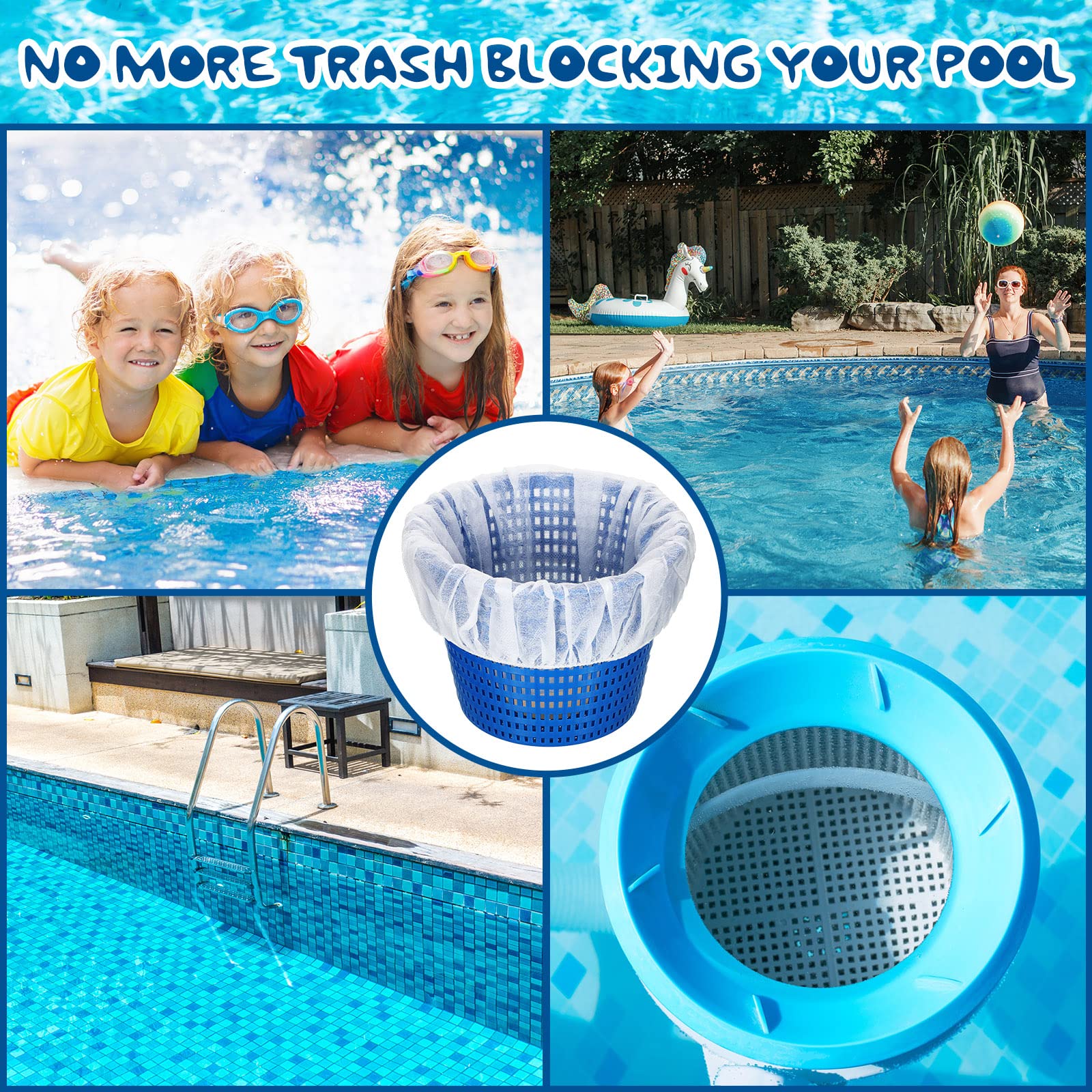 Janmercy 200 Pcs Pool Skimmer Socks Fine Mesh Basket Strainer Screen Liners Savers Clean Debris and Leaves for Inground and Above Ground Pool Filters Baskets Skimmers(White) - Image 2