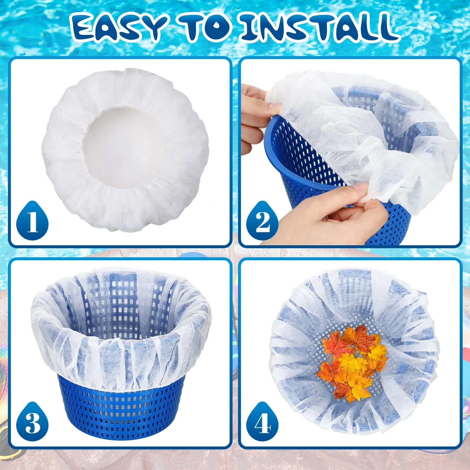 Janmercy 200 Pcs Pool Skimmer Socks Fine Mesh Basket Strainer Screen Liners Savers Clean Debris and Leaves for Inground and Above Ground Pool Filters Baskets Skimmers(White) - Image 6