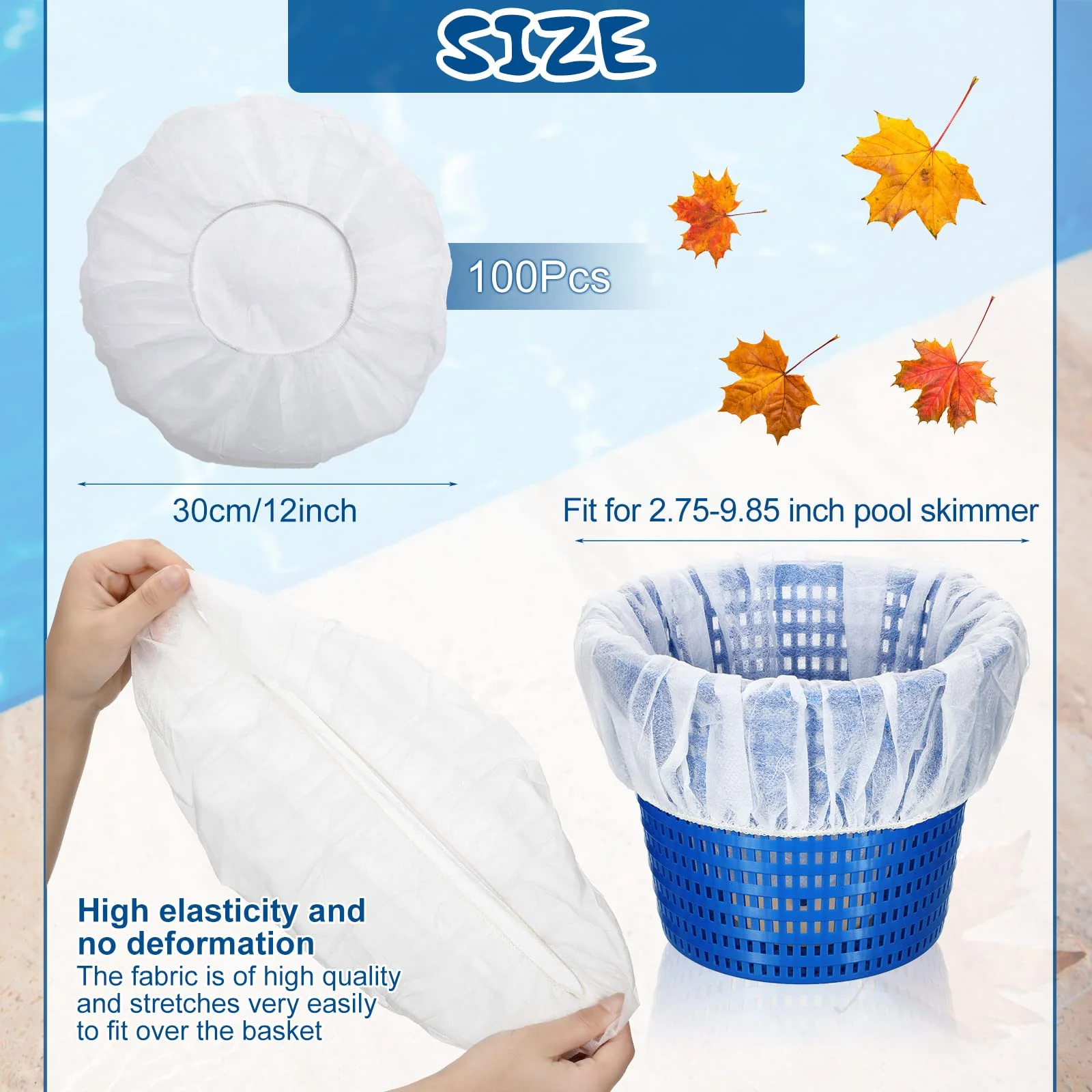 Janmercy 200 Pcs Pool Skimmer Socks Fine Mesh Basket Strainer Screen Liners Savers Clean Debris and Leaves for Inground and Above Ground Pool Filters Baskets Skimmers(White) - Image 7