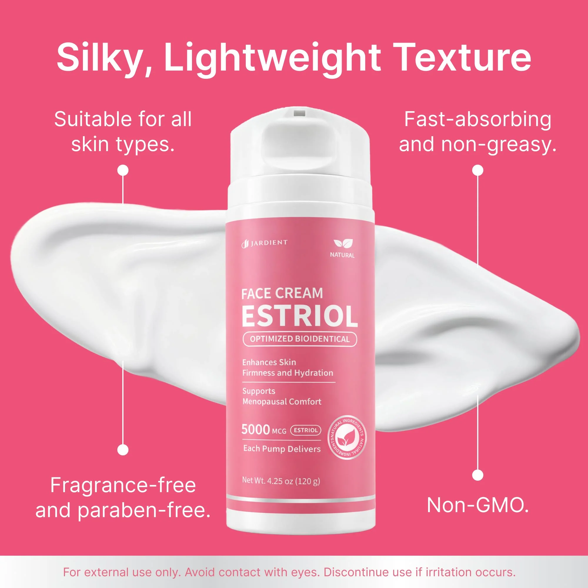 Jardient Estriol Cream Bioidentical for Women: Bioidentical Formula, Daily Moisturizing Cream for Midlife Comfort with Wild Yam - 4.25 Ounce - Image 5