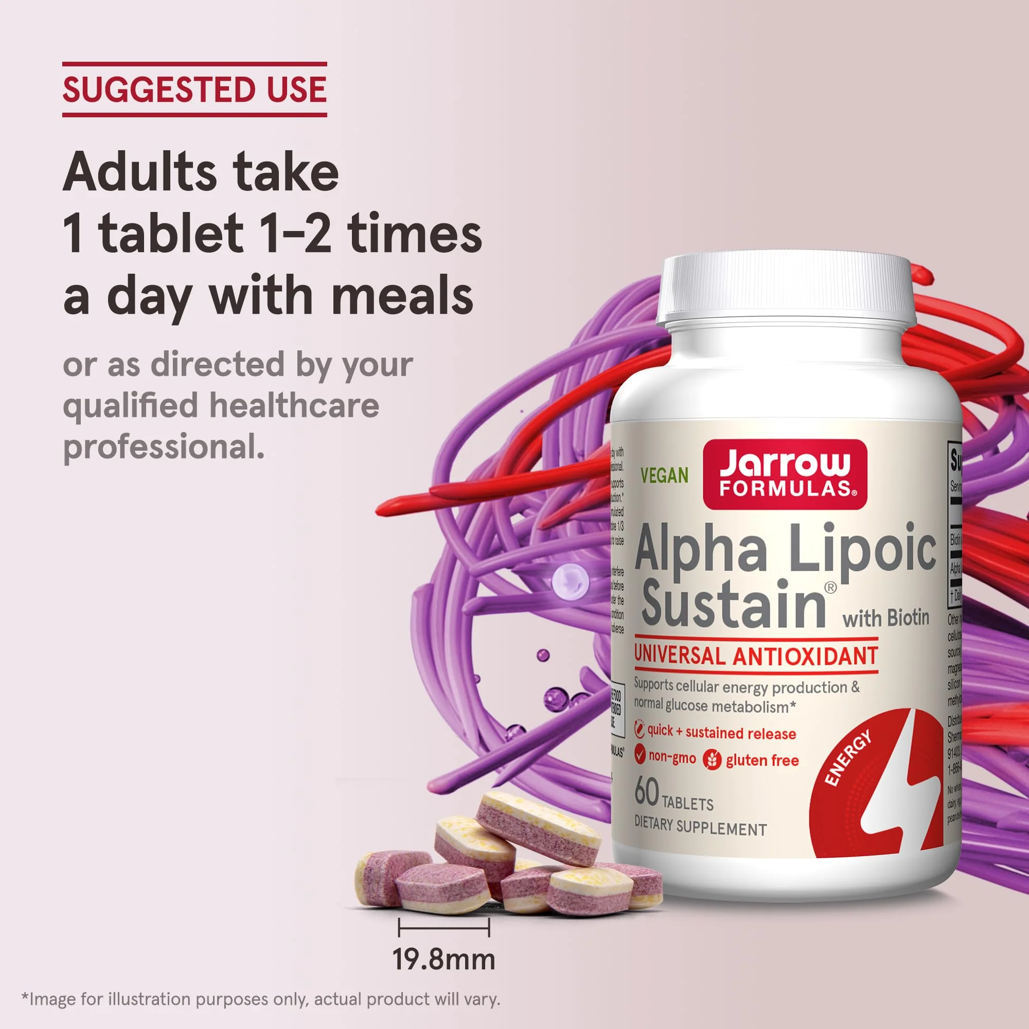 Jarrow Formulas® Alpha Lipoic Sustain with Biotin, 300 mg Alpha Lipoic Acid, Universal Antioxidant, Dietary Supplement, 60 Vegan Tablets, Up to a 60 Day Supply - Image 4