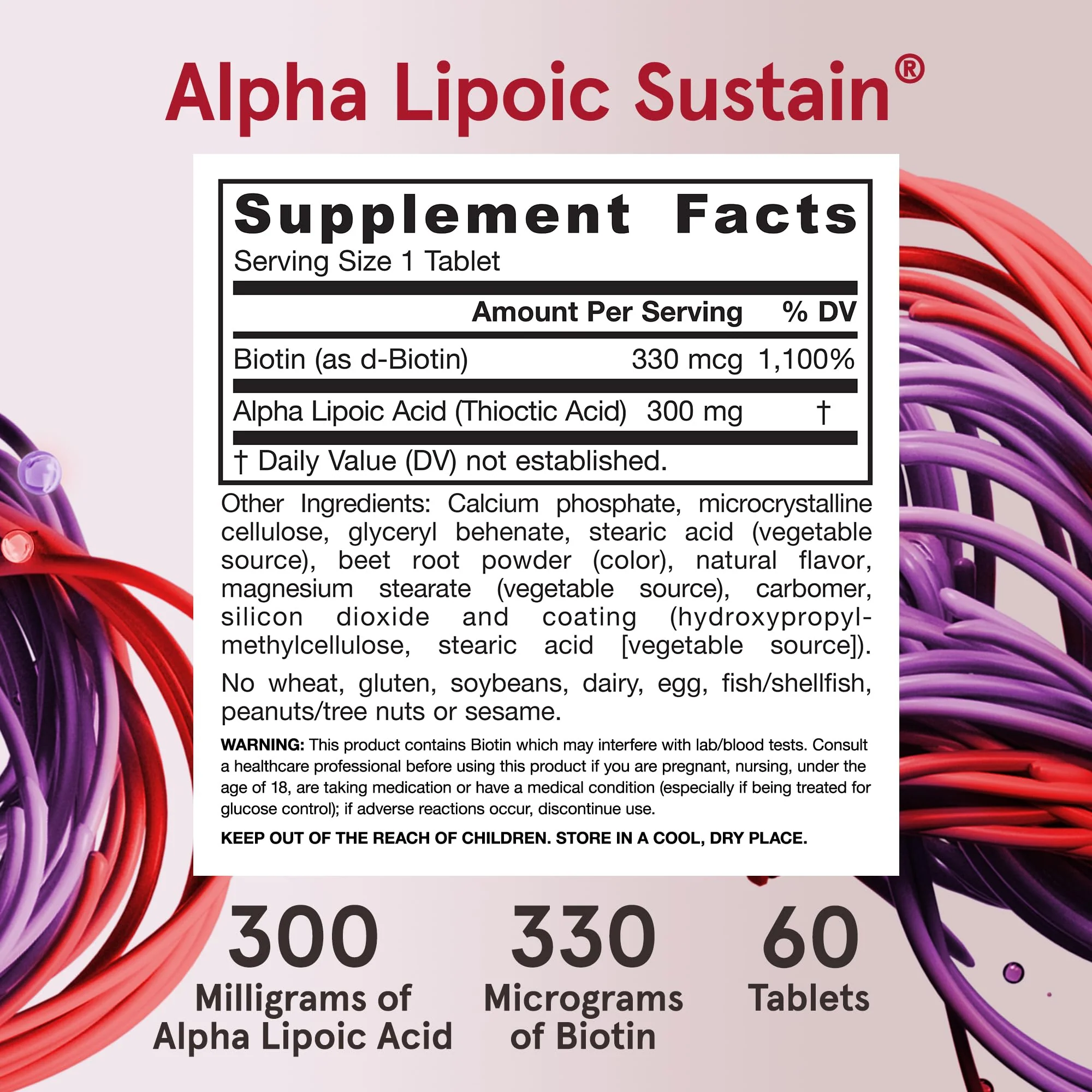 Jarrow Formulas® Alpha Lipoic Sustain with Biotin, 300 mg Alpha Lipoic Acid, Universal Antioxidant, Dietary Supplement, 60 Vegan Tablets, Up to a 60 Day Supply - Image 5