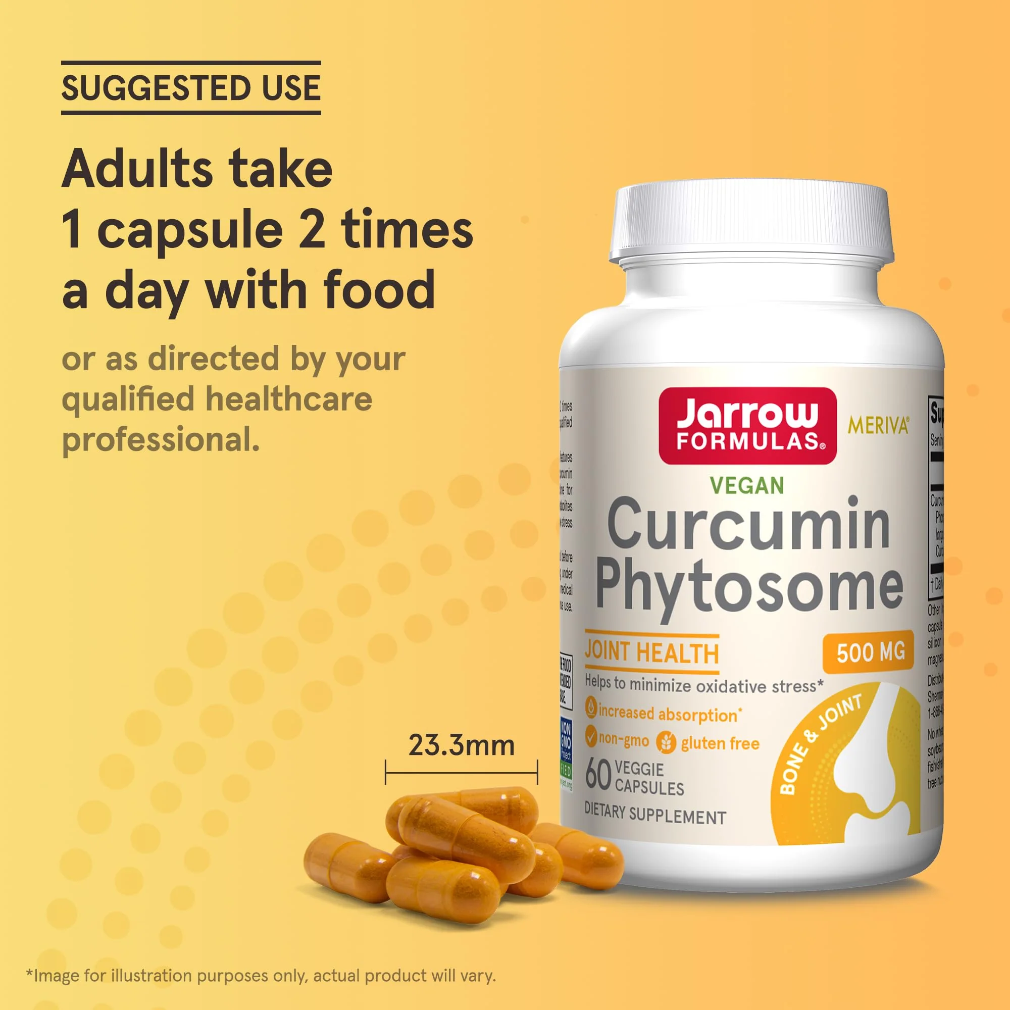 Jarrow Formulas Curcumin Phytosome 500 mg - 60 Veggie Capsules - Formulated with Meriva - Antioxidant Support Supplement - Joint Health & Support - 60 Servings - Image 5