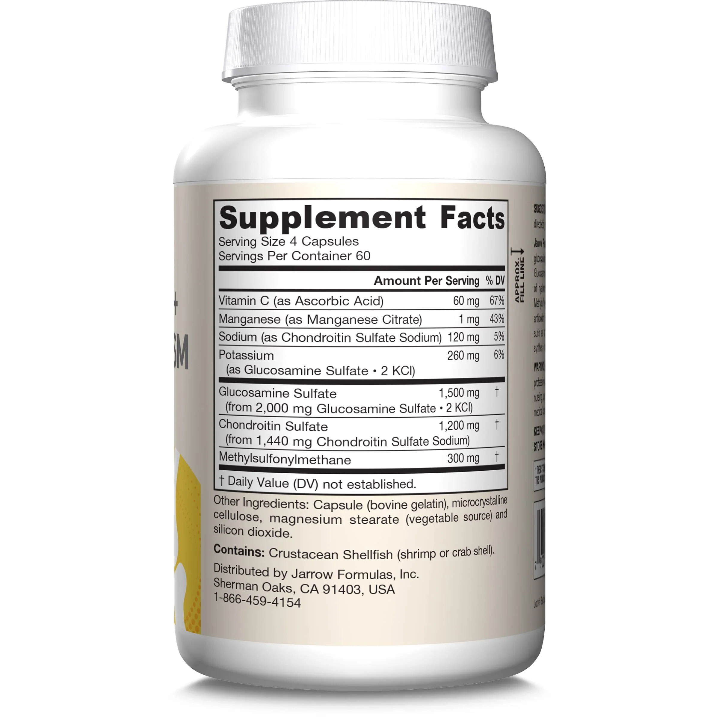 Jarrow Formulas Glucosamine, Chondroitin, and MSM Capsules; Joint Support Supplement with Vitamin C and Manganese, Bone & Joint Health, 240 Capsules, 60 Day Supply - Image 3