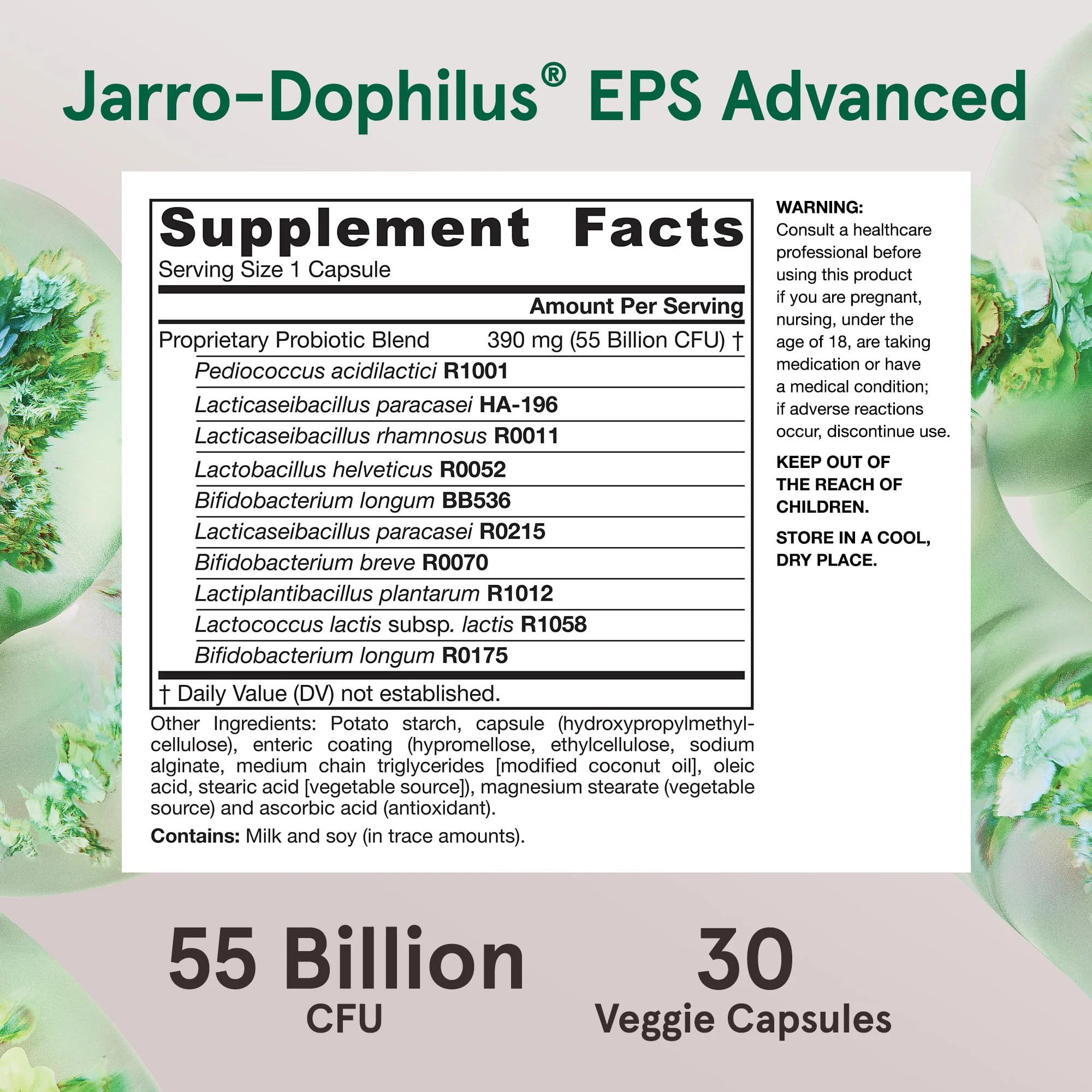Jarrow Formulas Jarro-Dophilus EPS Advanced, 55 Billion CFU Probiotics, Digestive Support for Adults, 30 Probiotic Supplement Veggie Capsules, Up to 30 Day Supply - Image 7