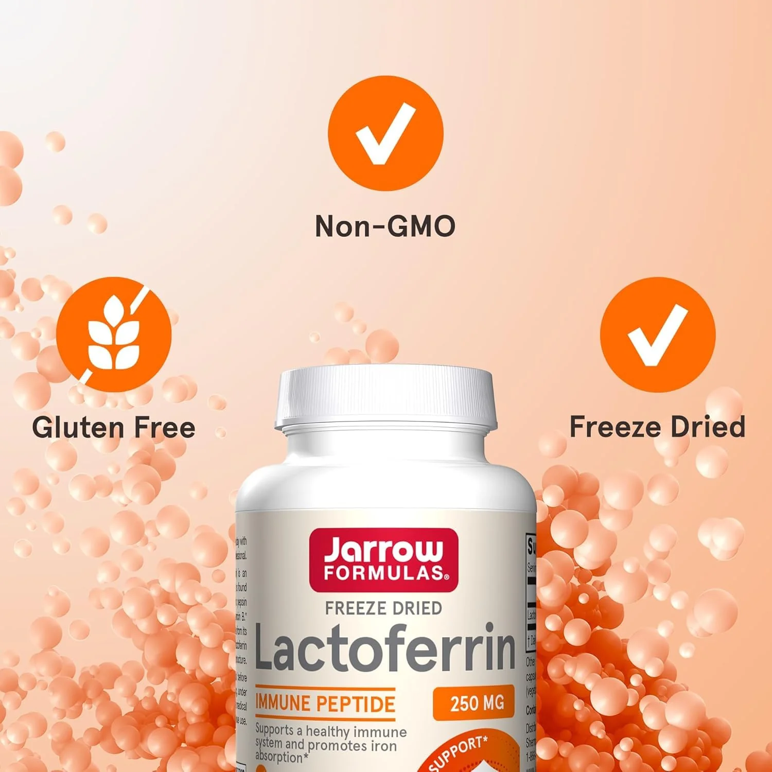 Jarrow Formulas Lactoferrin Supplements 250 mg - Immune-Supporting Glycoprotein for Healthy Immune System Support & Iron Absorption - Freeze Dried, Gluten Free, Non-GMO - 60 Capsules (Pack of 2) - Image 5