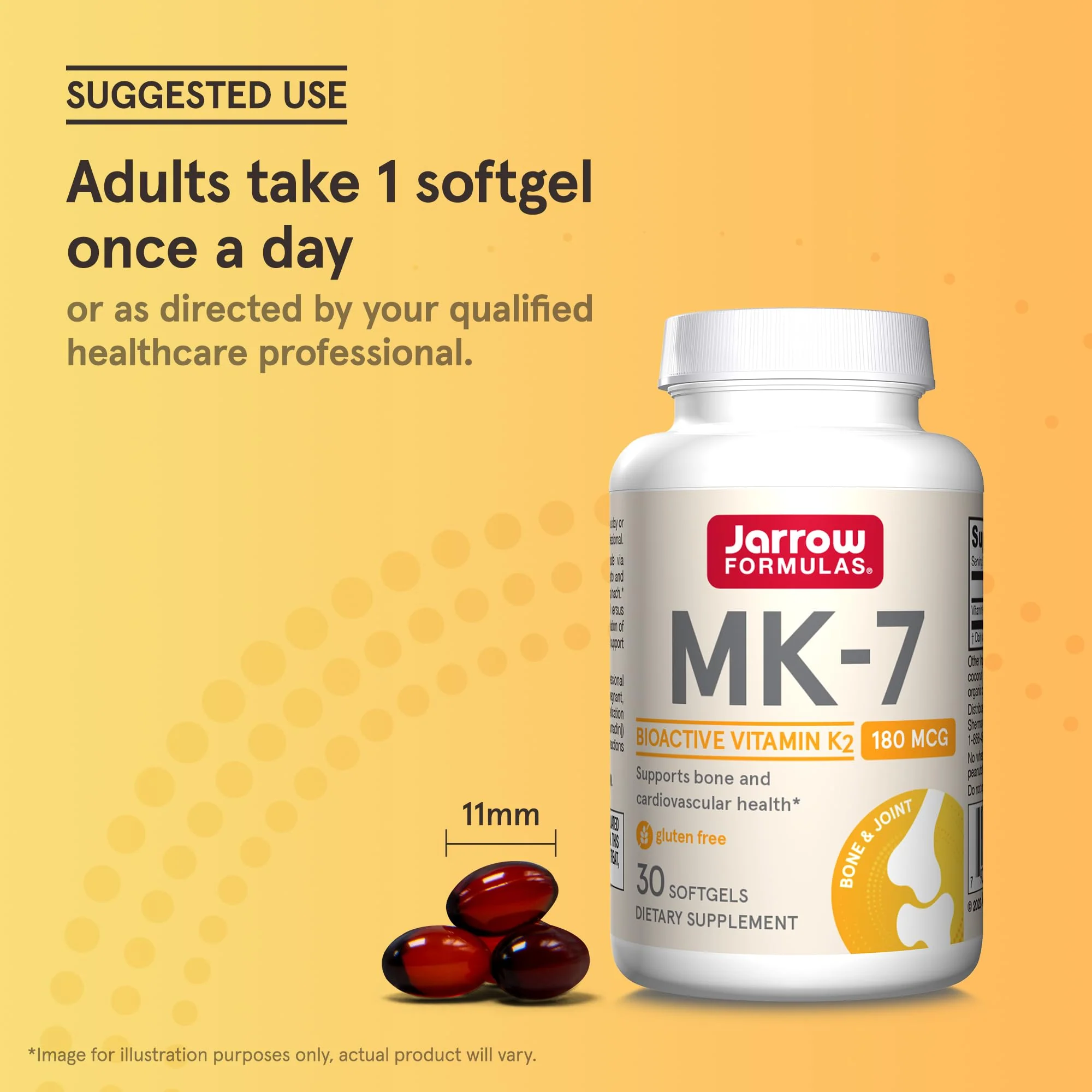 Jarrow Formulas MK-7 180 mcg - Bioactive Form of Vitamin K2-30 Servings (Softgels) - for Bone & Cardiovascular Health - Vitamin K2 MK-7 Dietary Supplement - Gluten Free - Image 5