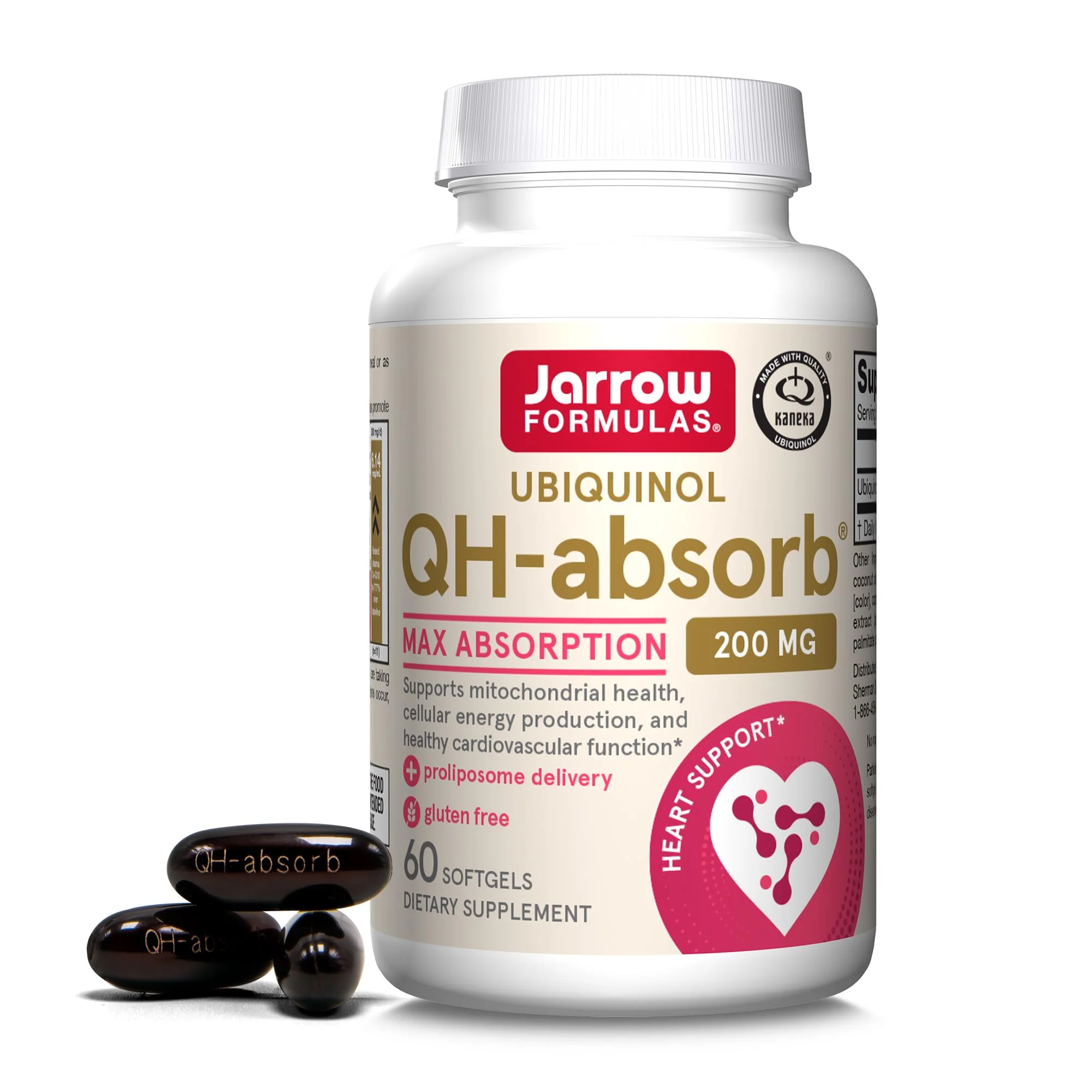 Jarrow Formulas QH-absorb 200 mg - High Absorption Co-Q10 - Active Antioxidant Form of Co-Q10 - Supports Mitochondrial Energy Production &Cardiovascular Health - Up to 60 Servings
