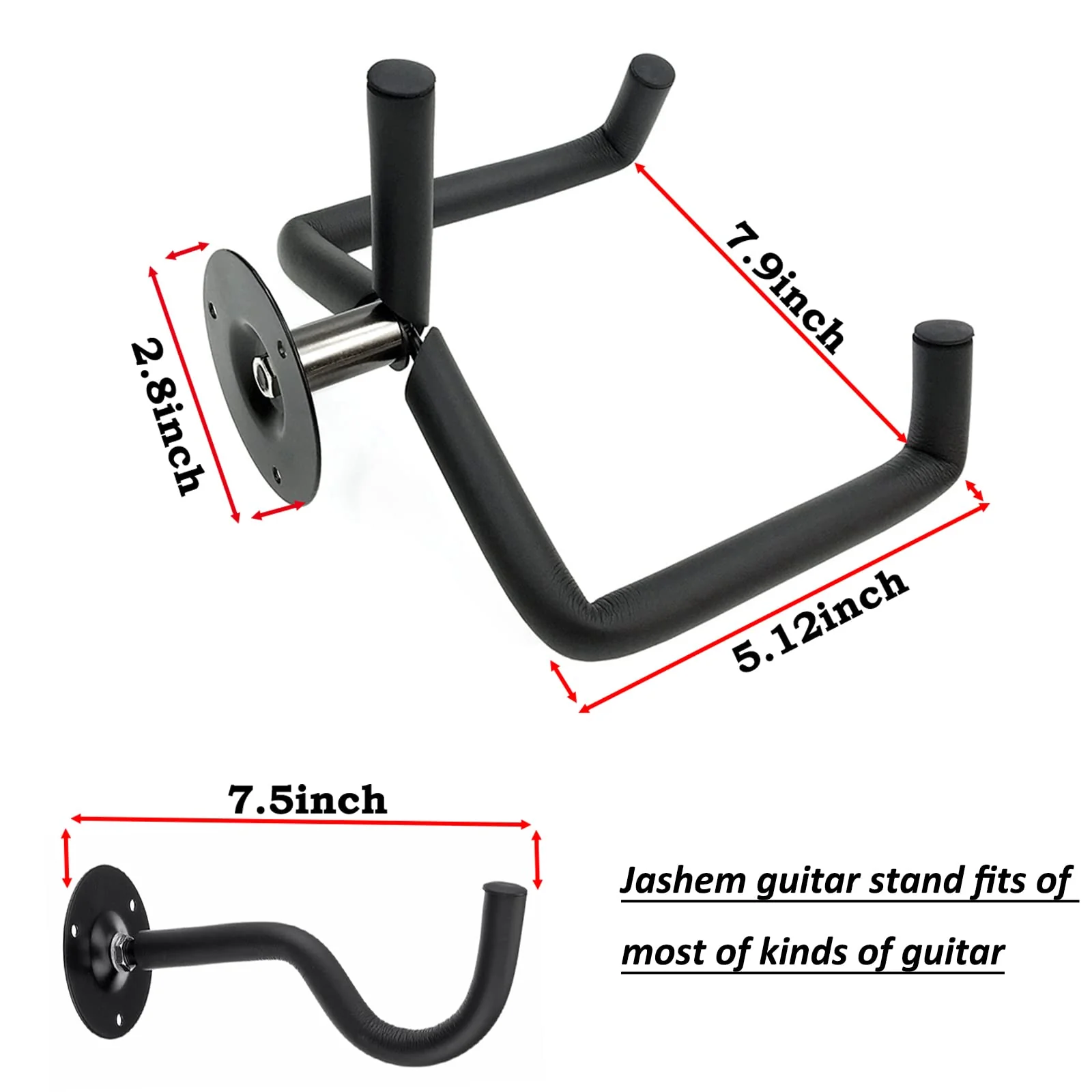 Jashem Guitar Wall Mount - Acoustic & Electric Guitar, Ukulele, Banjo & Mandolin Wall Hanger (2 Packs) - Image 3