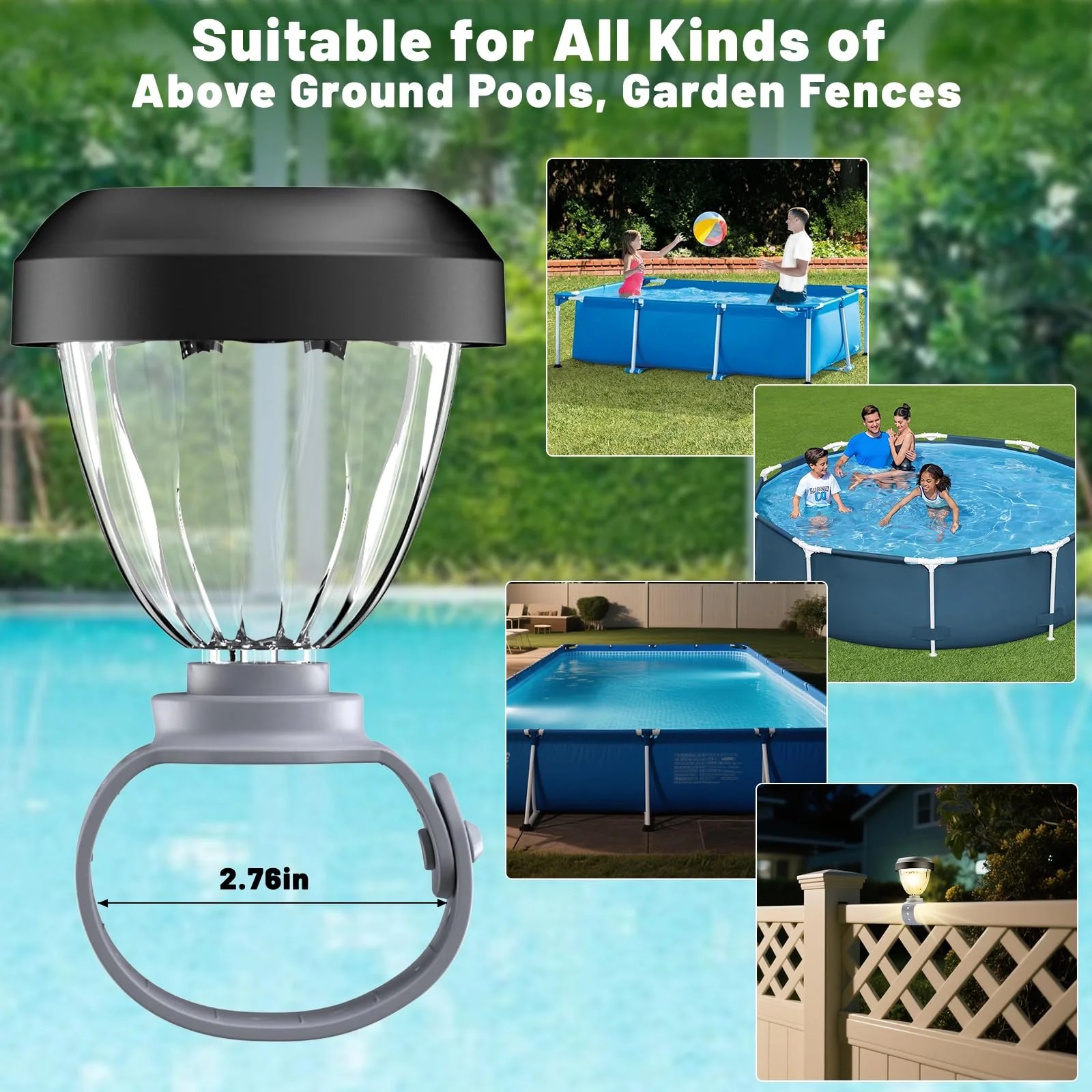 JEMULICE Solar Pool Lights for Above Ground Pools, LED Energy Saving Warm White Light, Waterproof for Frame Swimming Pools Night Accessories (8 Pcs) - Image 4