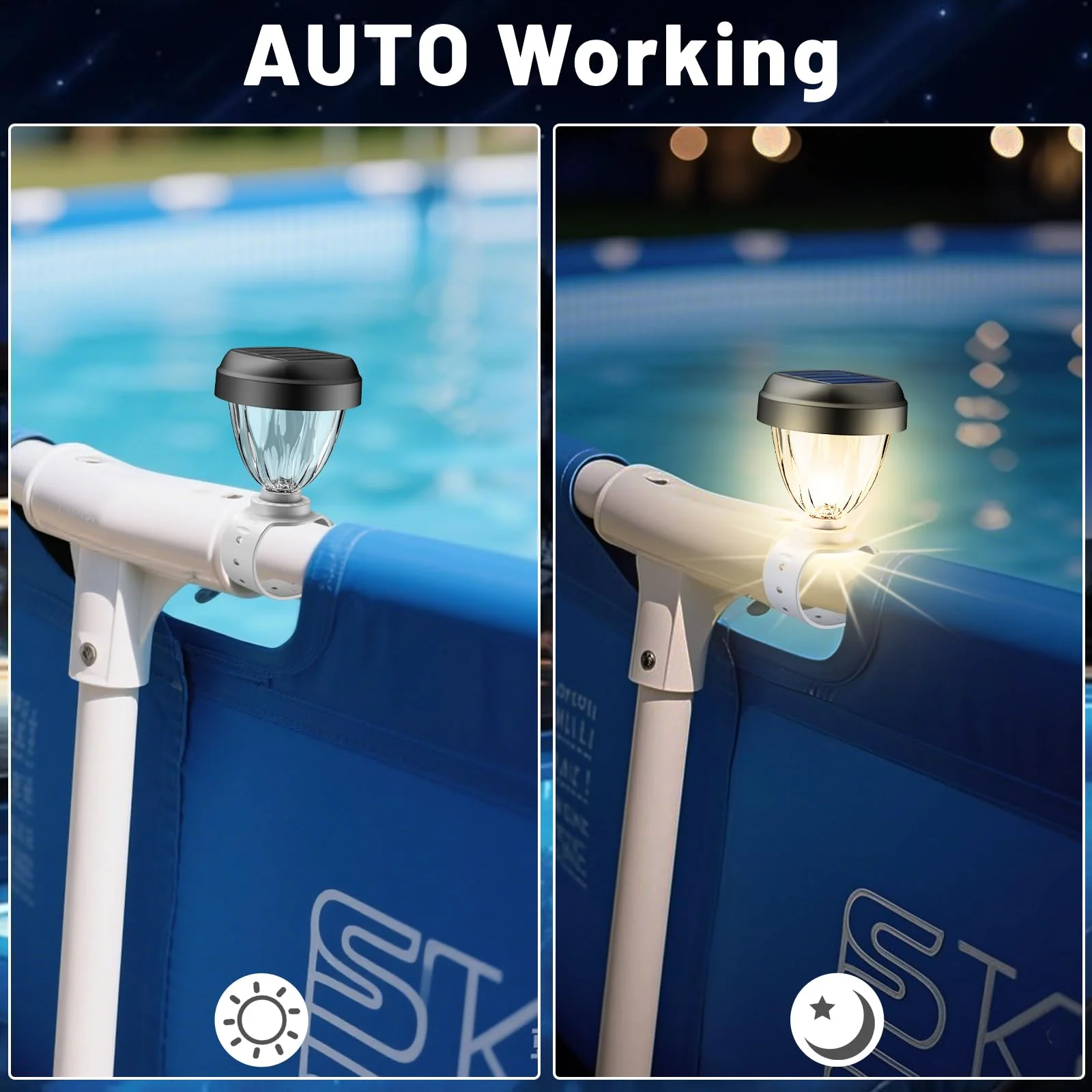 JEMULICE Solar Pool Lights for Above Ground Pools, LED Energy Saving Warm White Light, Waterproof for Frame Swimming Pools Night Accessories (8 Pcs) - Image 5