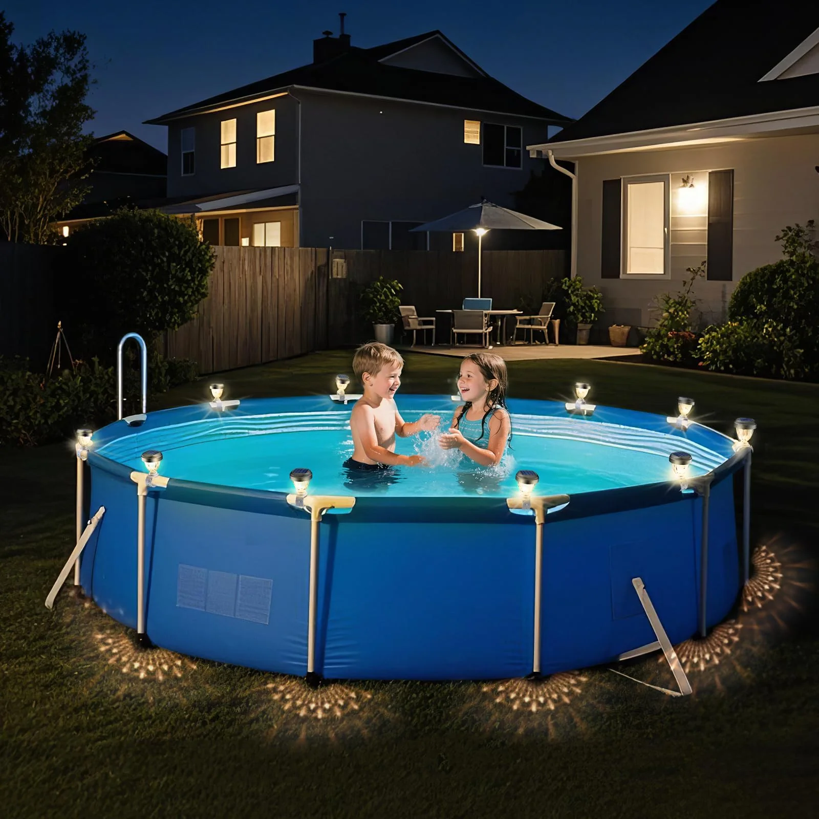 JEMULICE Solar Pool Lights for Above Ground Pools, LED Energy Saving Warm White Light, Waterproof for Frame Swimming Pools Night Accessories(4 Pcs) - Image 2