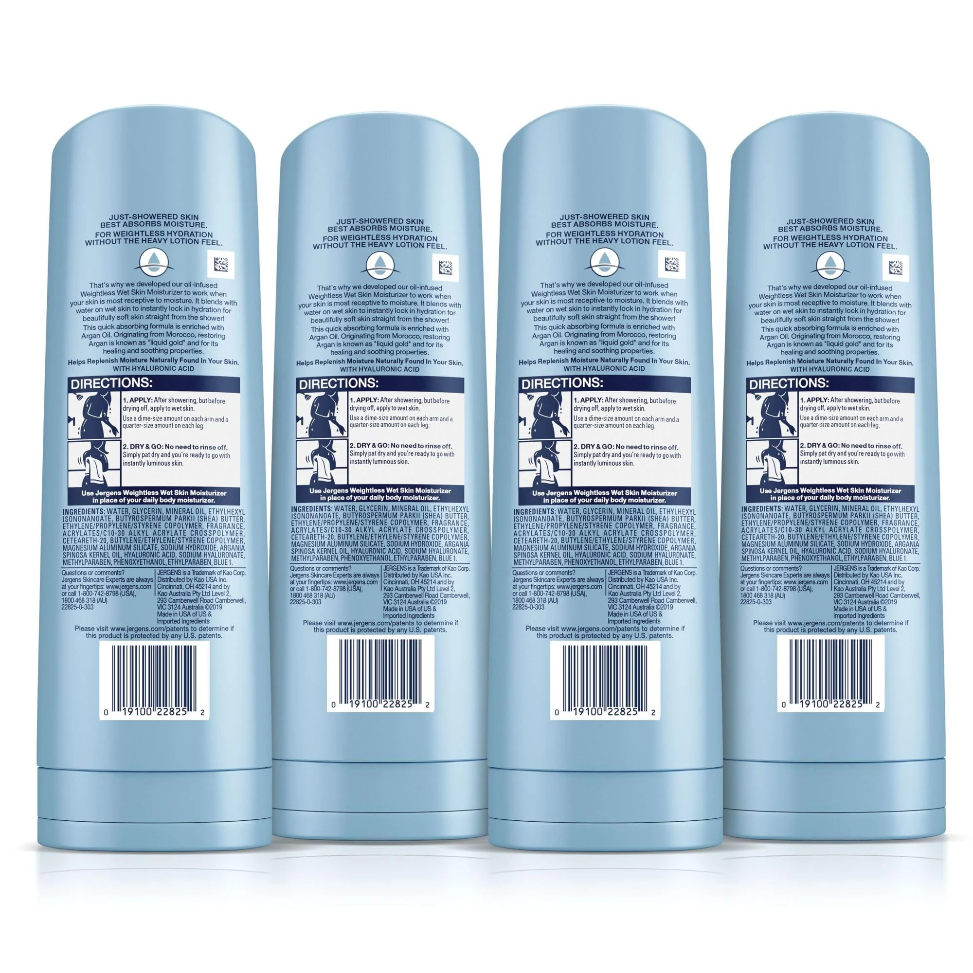 Jergens Wet Skin Body Moisturizer with Restoring Argan Oil, 4X Healthier Looking Skin, Fast-Absorbing, Non-Greasy, Dermatologist Tested, 10 Oz, Pack of 4 - Image 2