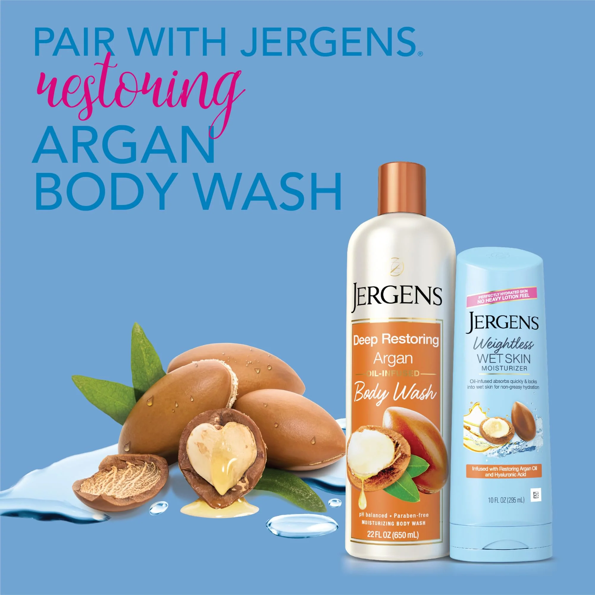 Jergens Wet Skin Body Moisturizer with Restoring Argan Oil, 4X Healthier Looking Skin, Fast-Absorbing, Non-Greasy, Dermatologist Tested, 10 Oz, Pack of 4 - Image 6