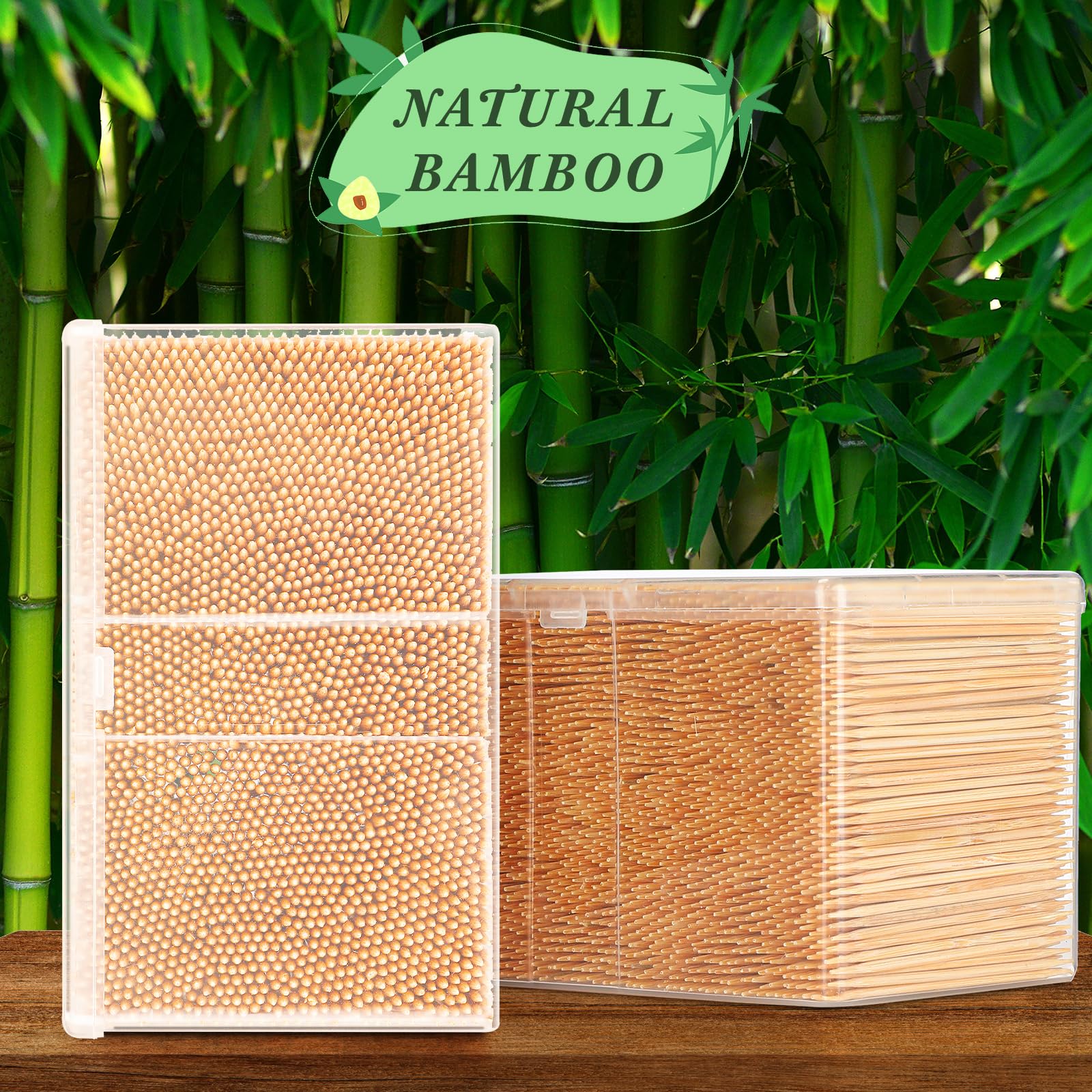 Jerify 12000 Pcs Bamboo Wooden Toothpicks Wood Round Double Sided Toothpicks with Clear Plastic Storage Box for Appetizers Food Barbecue Fruit Teeth Cleaning Party - Image 6