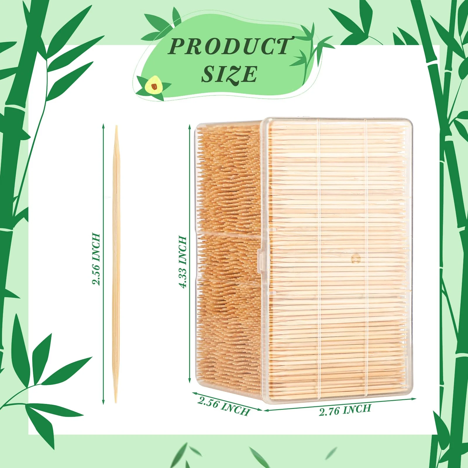 Jerify 12000 Pcs Bamboo Wooden Toothpicks Wood Round Double Sided Toothpicks with Clear Plastic Storage Box for Appetizers Food Barbecue Fruit Teeth Cleaning Party - Image 7