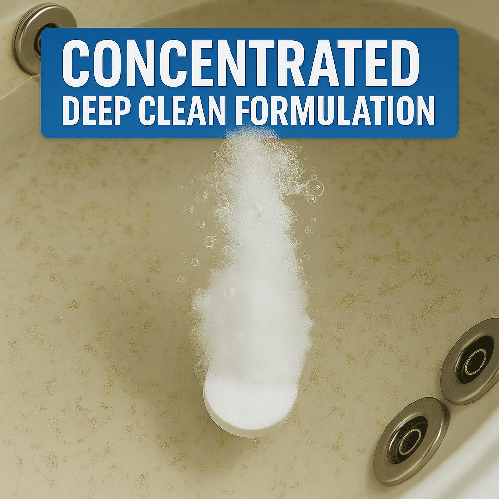 Jetted Tub Cleaner Bathtub Tabs - 12 ACTIVE Cleaning Tablets, Compatible with Whirlpool & Spa Bath System, Jets, Whirl Tubs, Professional Septic Safe Bath Jet Scale and Residue Remover - 1 Year Supply - Image 3
