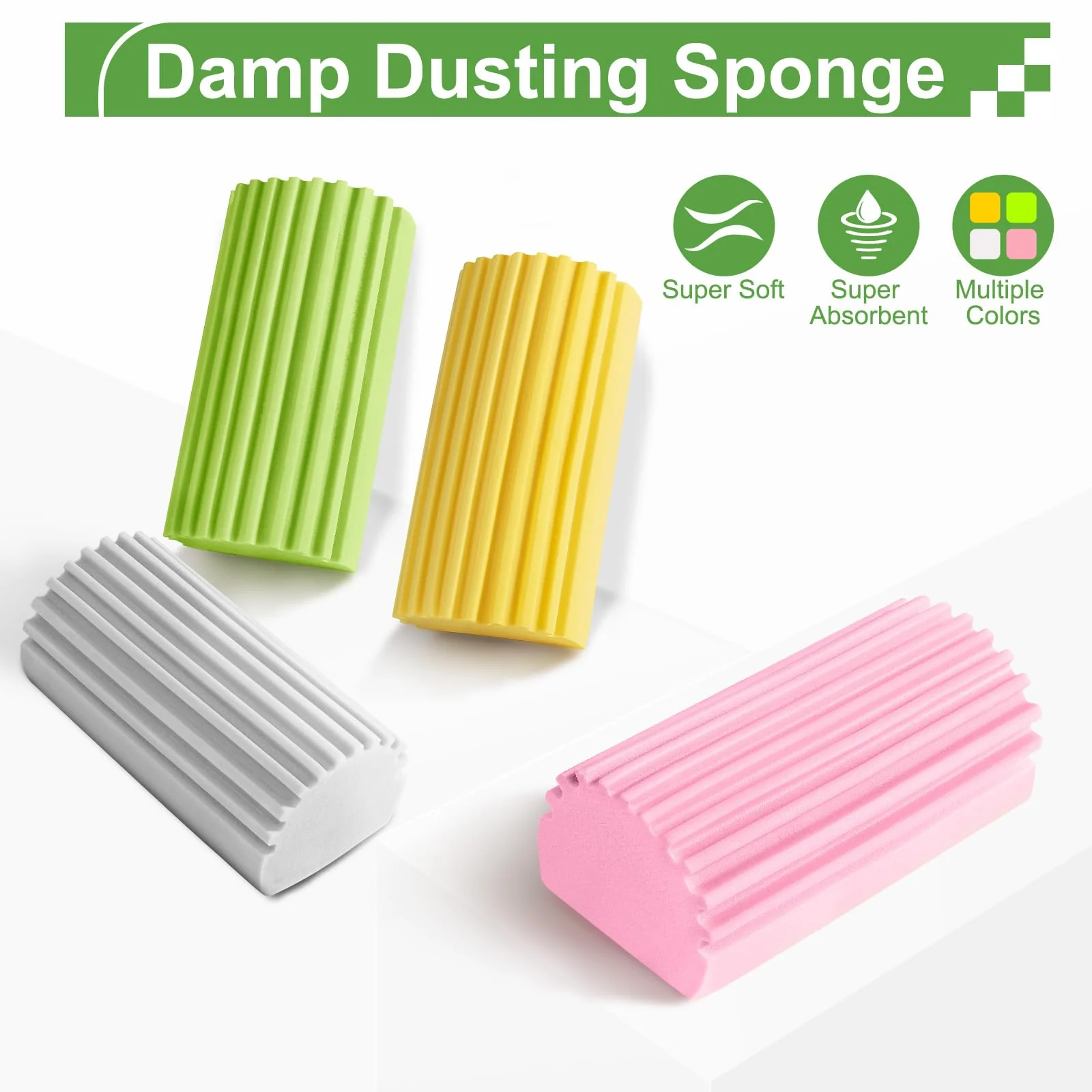 Jeymei 8-Pack Damp Clean Duster Sponge, Sponge Cleaning Brush, Duster for Cleaning Blinds, Glass, Baseboards, Vents, Railings, Mirrors, Window Track Grooves and Faucets - Image 2