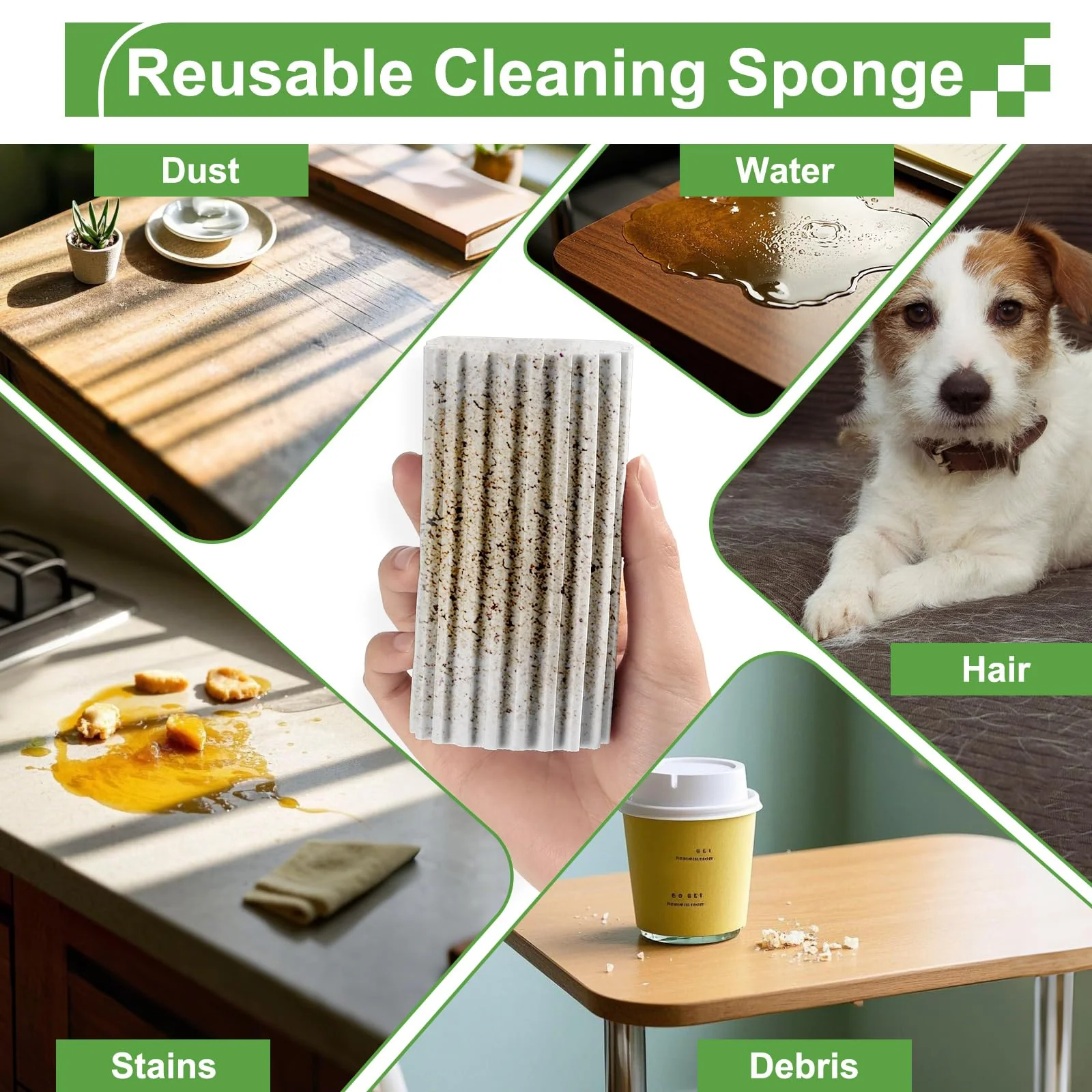Jeymei 8-Pack Damp Clean Duster Sponge, Sponge Cleaning Brush, Duster for Cleaning Blinds, Glass, Baseboards, Vents, Railings, Mirrors, Window Track Grooves and Faucets - Image 4