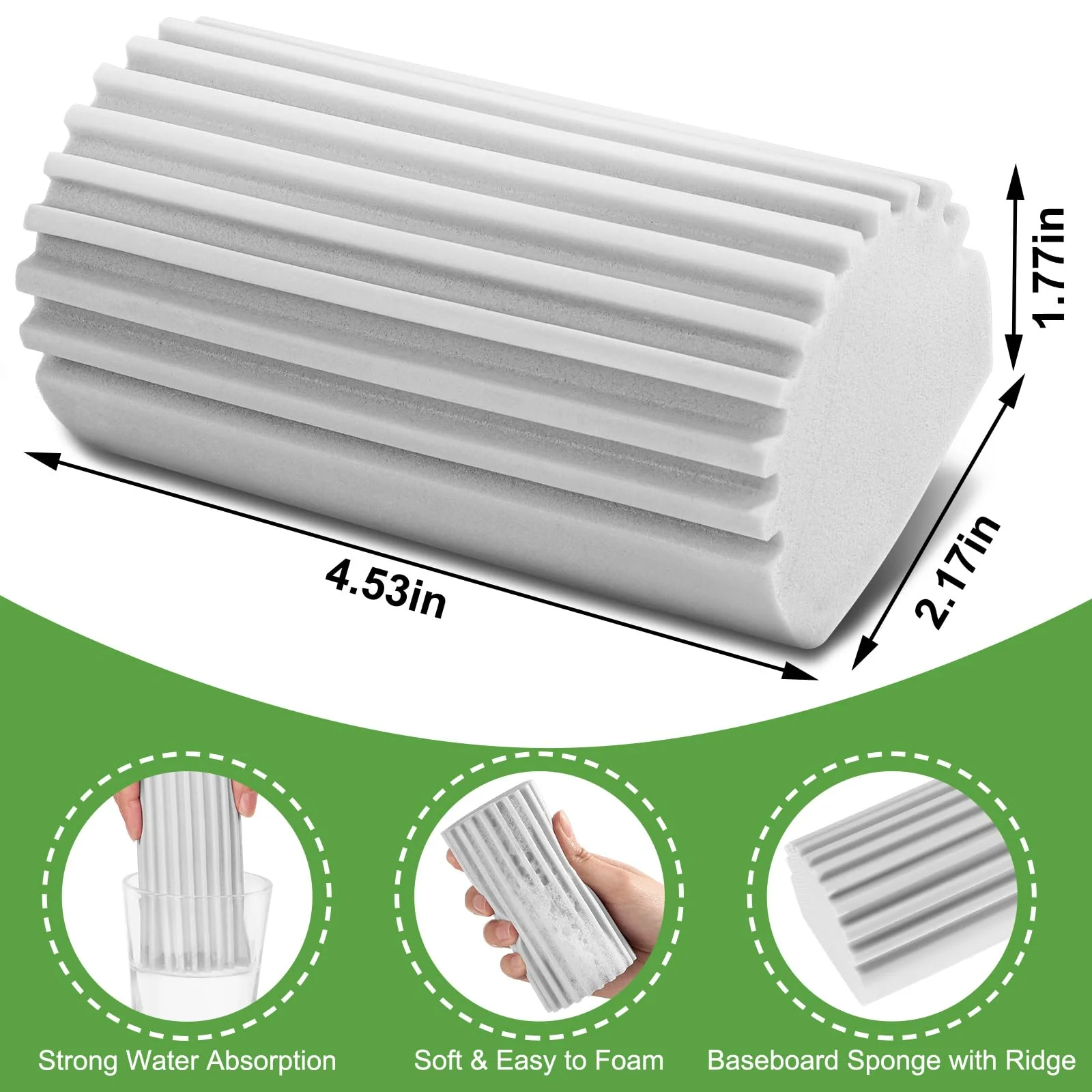 Jeymei 8-Pack Damp Clean Duster Sponge, Sponge Cleaning Brush, Duster for Cleaning Blinds, Glass, Baseboards, Vents, Railings, Mirrors, Window Track Grooves and Faucets - Image 6