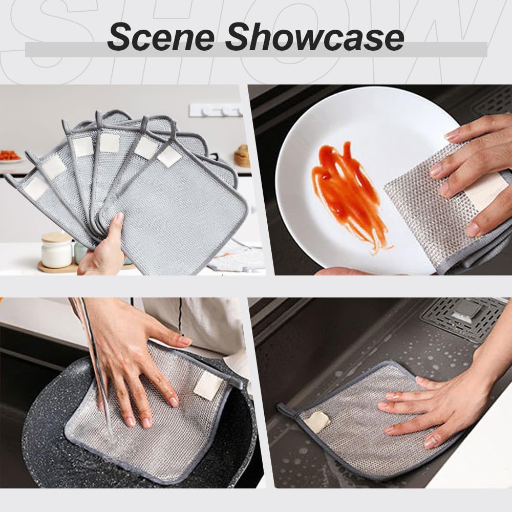 Jiexily 2025 New Multipurpose Wire Dishwashing Rags for Wet and Dry, Metal Scrubbing Pads Sponge Cloths Towels Clean, Non-Scratch Wire Dishcloth for Home Kitchen Dishes, Sinks (10 Pcs) - Image 2