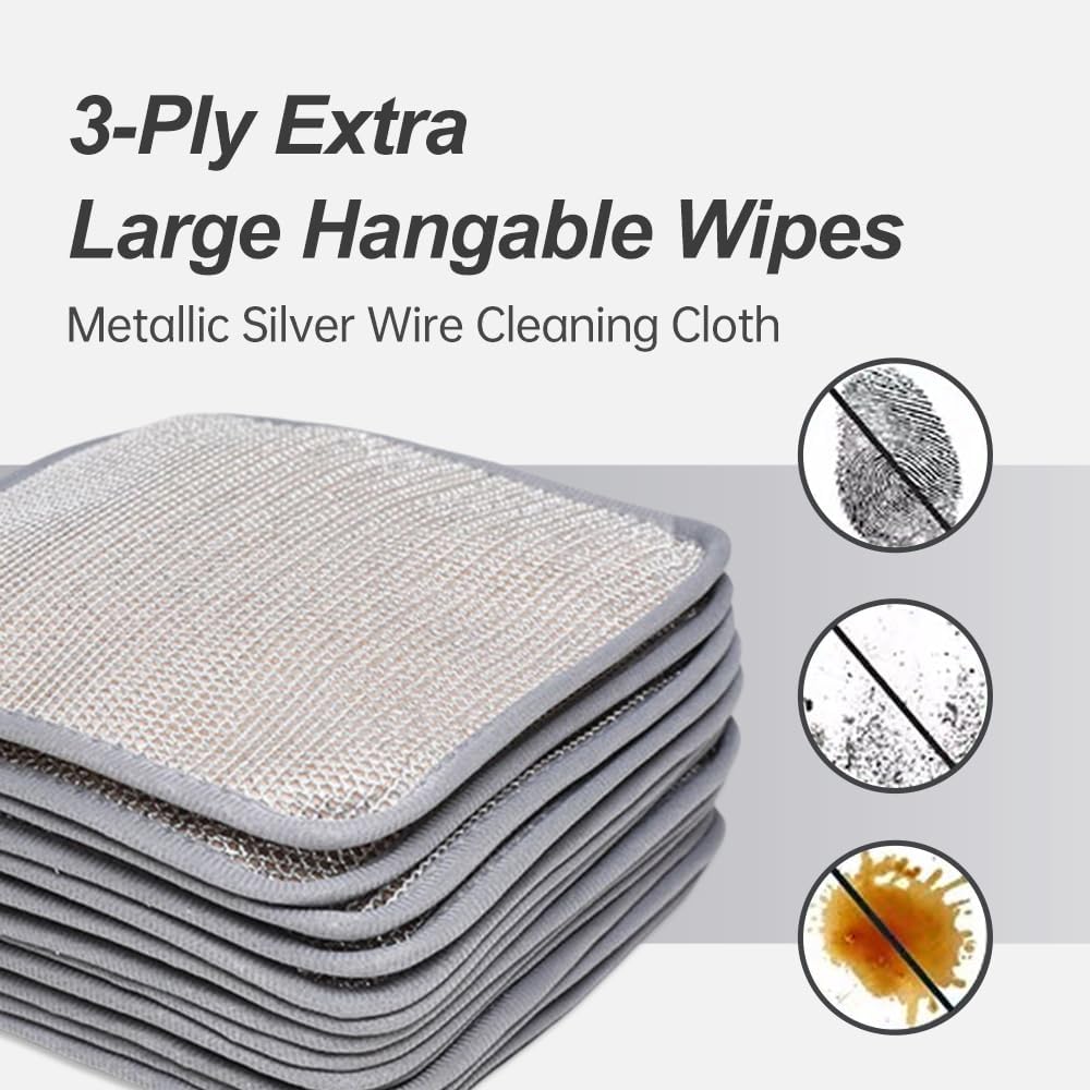 Jiexily 2025 New Multipurpose Wire Dishwashing Rags for Wet and Dry, Metal Scrubbing Pads Sponge Cloths Towels Clean, Non-Scratch Wire Dishcloth for Home Kitchen Dishes, Sinks (10 Pcs) - Image 3