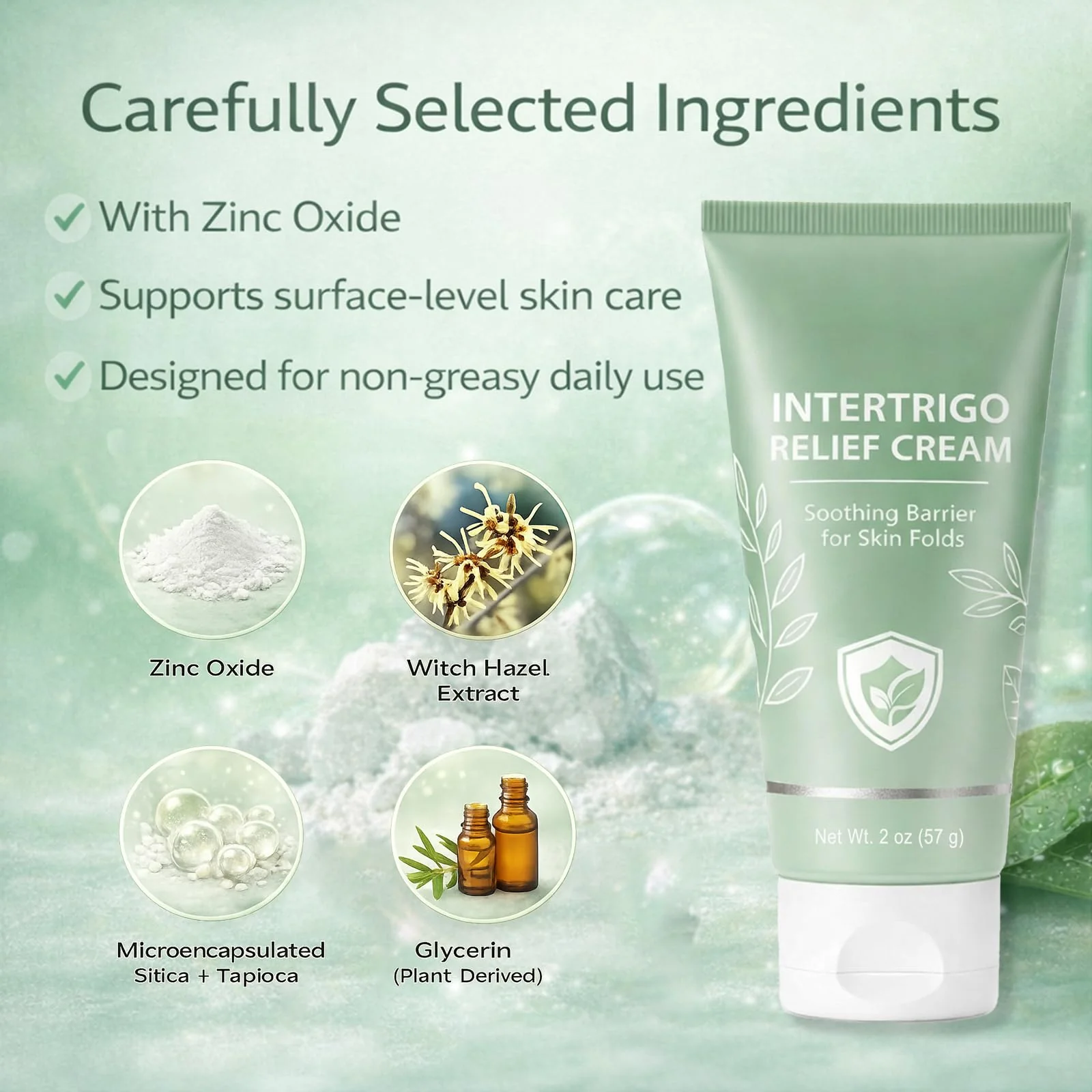 JINMAO Intertrigo Cream, Skin Fold Barrier Cream for Moisture & Friction Protection, Supports Skin Comfort, Fast-Drying Non-Greasy Formula for Friction-Prone Areas, 2 oz (57 g) (1) - Image 6