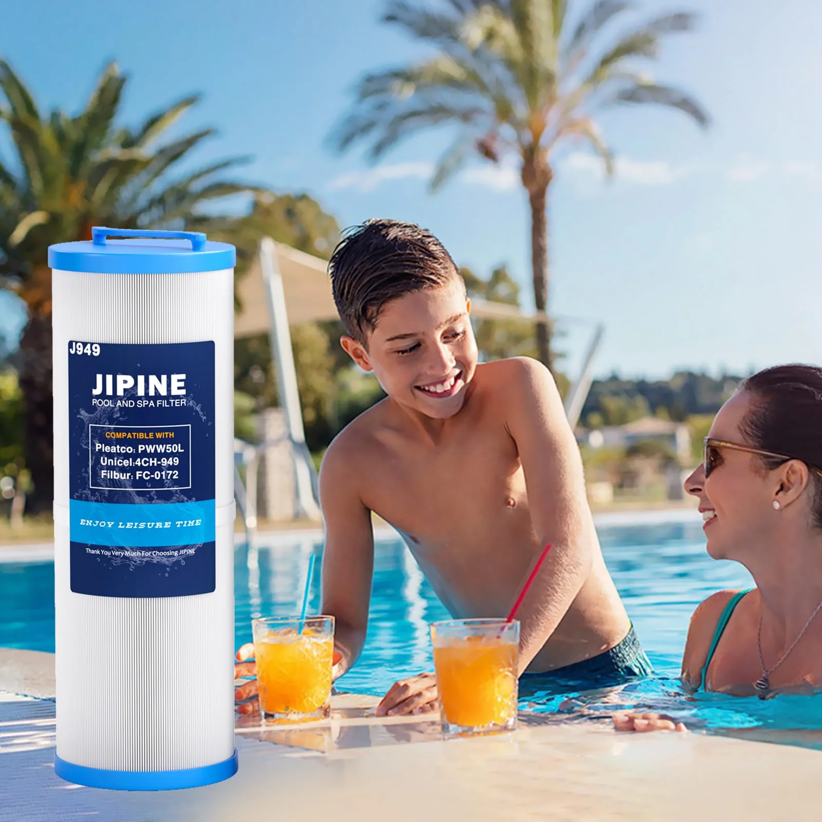 JIPINE 4CH-949 Spa Filter Replacement for Pleatco PWW50L, Cal spa Filter FIL50-5D13H15FCT-3, Filbur FC-0172, SD-01143, 817-4050, Waterway Teleweir 50, Rising Dragon 50, Hot Tub Filter 2 Pack - Image 2