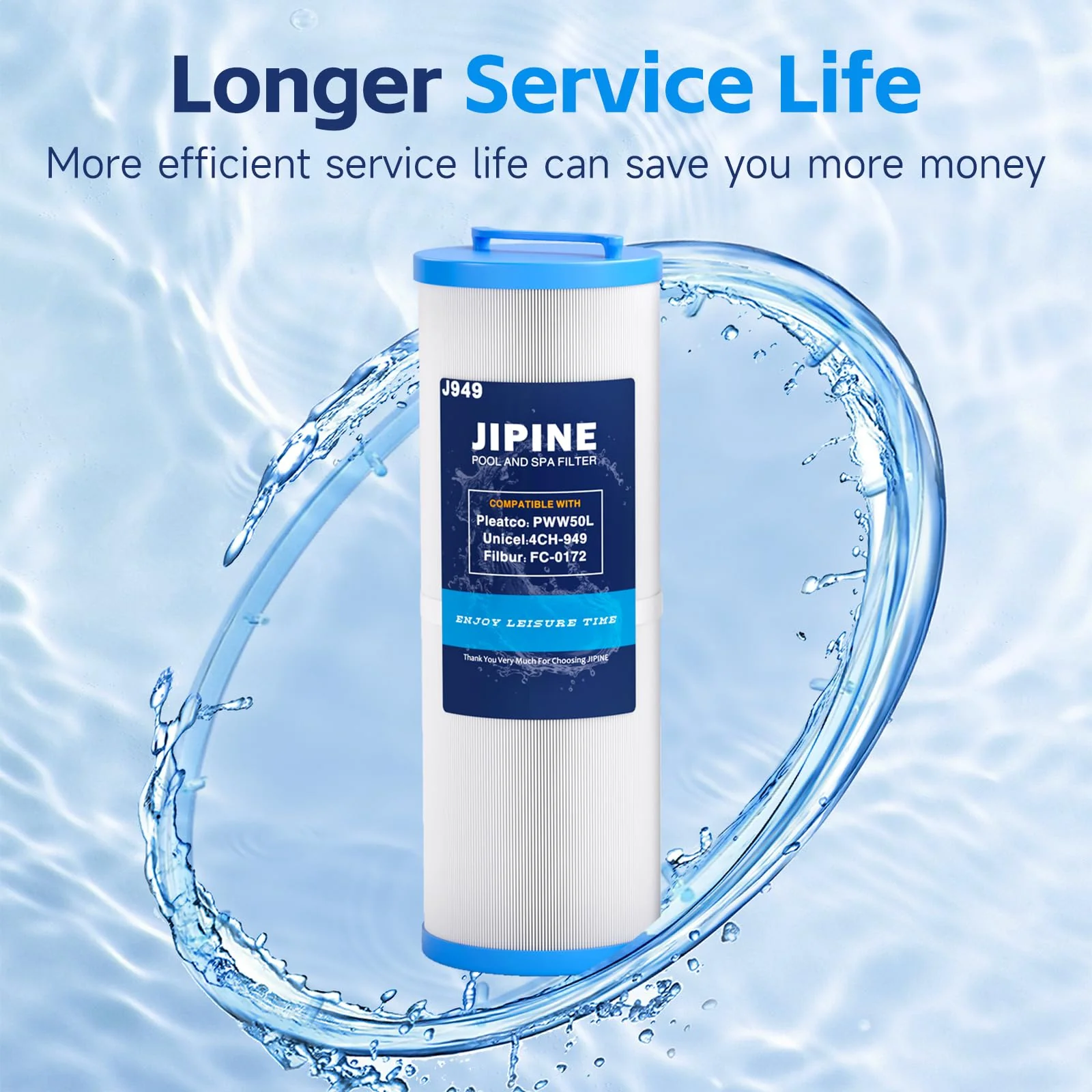 JIPINE 4CH-949 Spa Filter Replacement for Pleatco PWW50L, Cal spa Filter FIL50-5D13H15FCT-3, Filbur FC-0172, SD-01143, 817-4050, Waterway Teleweir 50, Rising Dragon 50, Hot Tub Filter 2 Pack - Image 4