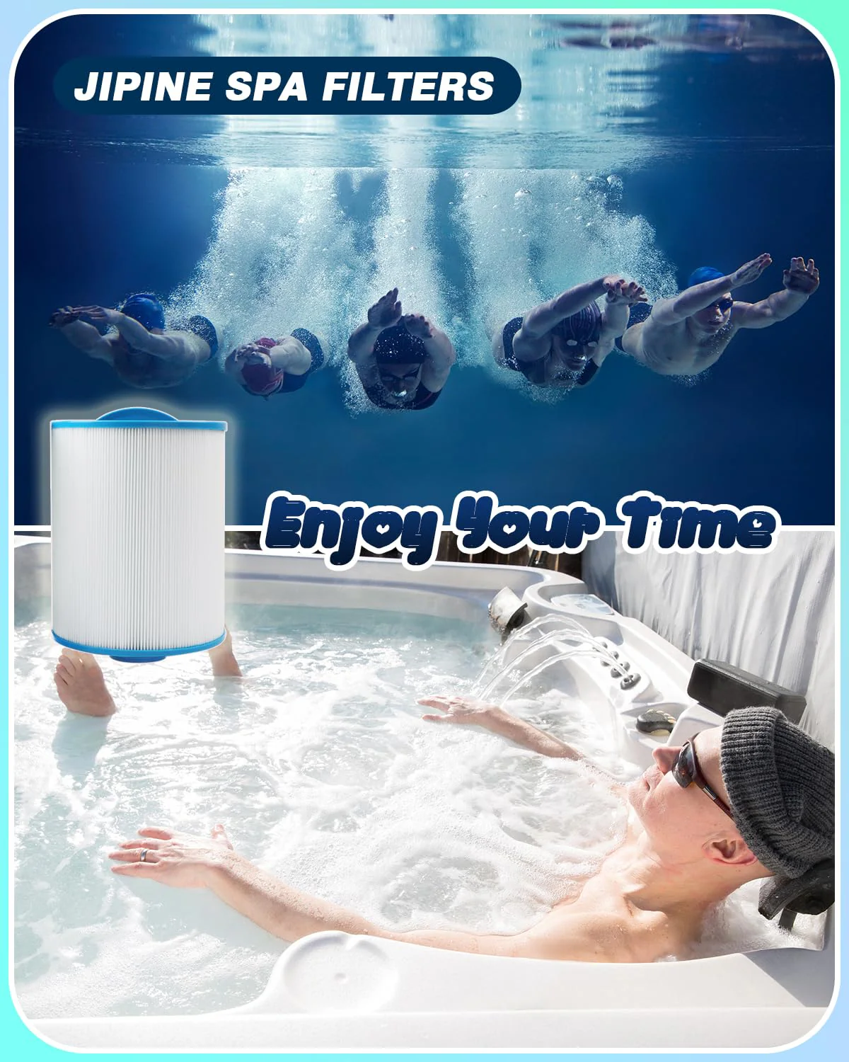 JIPINE PAS50SV Hot Tub Filter Replaces Artesian Spa Filter, Magnum AR50, PAS50SV-F2M, 6CH-502, FC-0311,06-0006-12,Master Deluxe M60506,Baleen AK-90161,Excel Filters XLS-604 Spa Filter, 2 Pack - Image 2