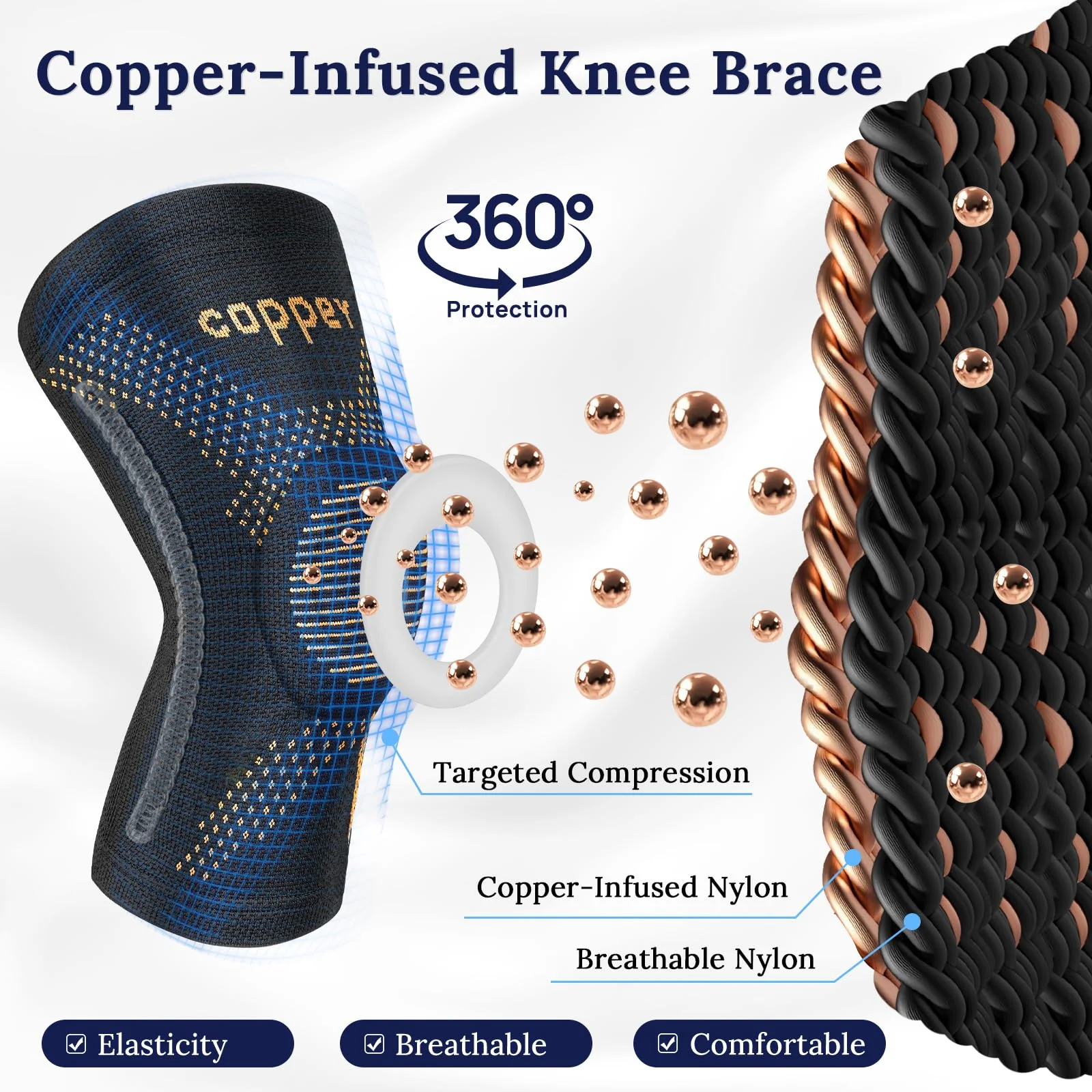 JIUFENTIAN Copper Knee Braces for Arthritis Pain (2 pack)- Professional Knee Suppot with Side Stabilizers - Breathable Compression Sleeves for Pain Relief & Stability (Arthritis, Gym, Work)-Large - Image 2