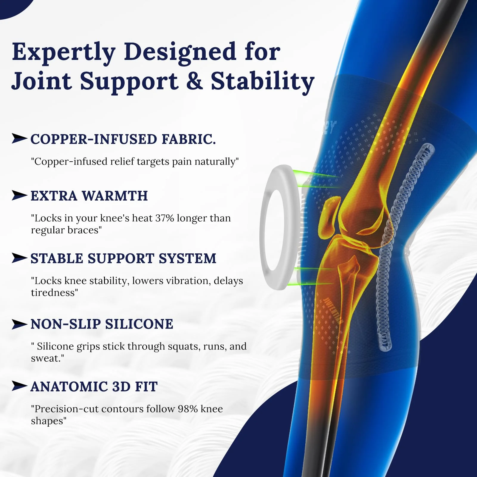 JIUFENTIAN Copper Knee Braces for Arthritis Pain (2 pack)- Professional Knee Suppot with Side Stabilizers - Breathable Compression Sleeves for Pain Relief & Stability (Arthritis, Gym, Work)-Large - Image 4