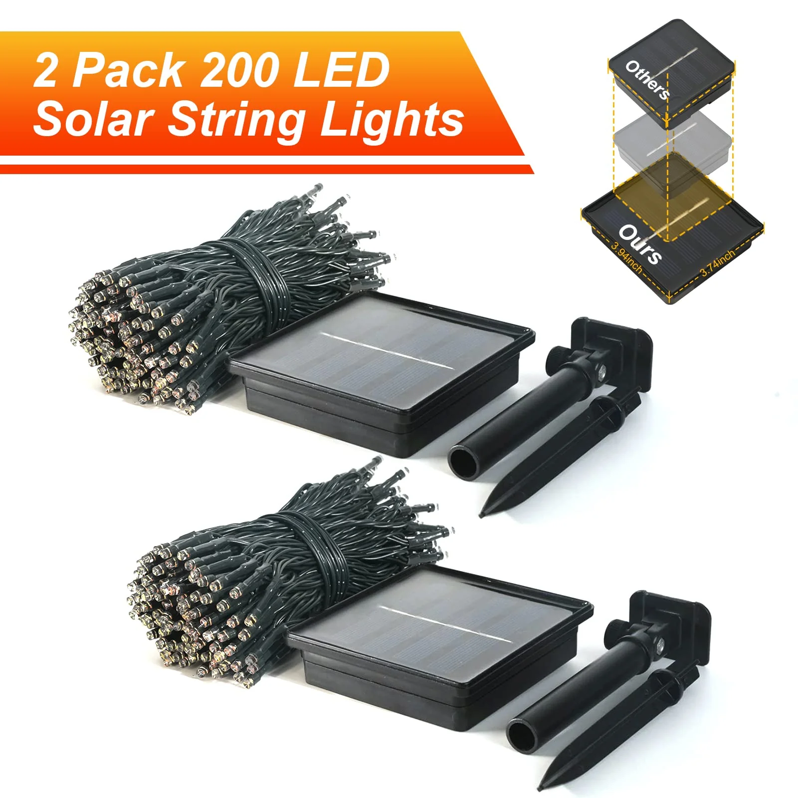 JMEXSUSS 2 Pack Halloween Solar Lights Outdoor, Total 400 LED 151FT Orange Solar Lights Outdoor Waterproof, 8 Modes Christmas String Light for Outside Tree Patio Yard Garden Halloween Decorations - Image 2