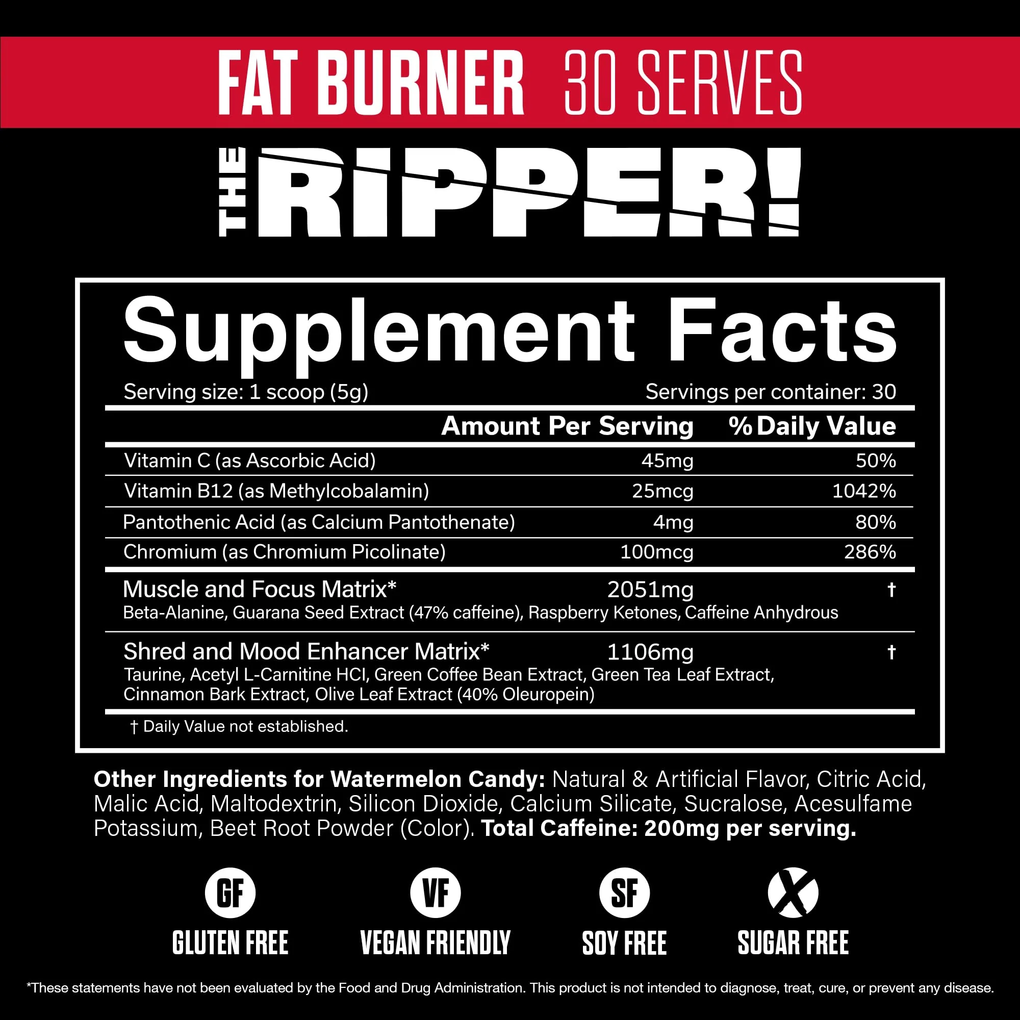 JNX SPORTS The Ripper! Fat Burner Pre Workout for Men & Women – Thermogenic Fat Burning Powder & Appetite Suppressant, Boost Energy & Endurance – Watermelon Candy, 30 Servings - Image 8