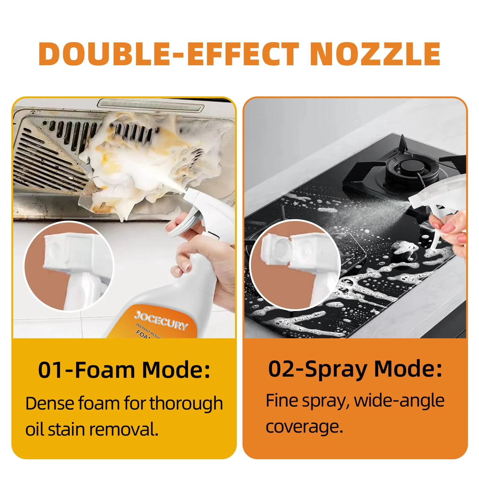Jocecury 500ML Kitchen Foam Cleaner, Multipurpose Grease Cleaner Spray for Pots, Pans, Surfaces & Appliances with Dual-Spray nozzle,No-rinse Formula - Image 5