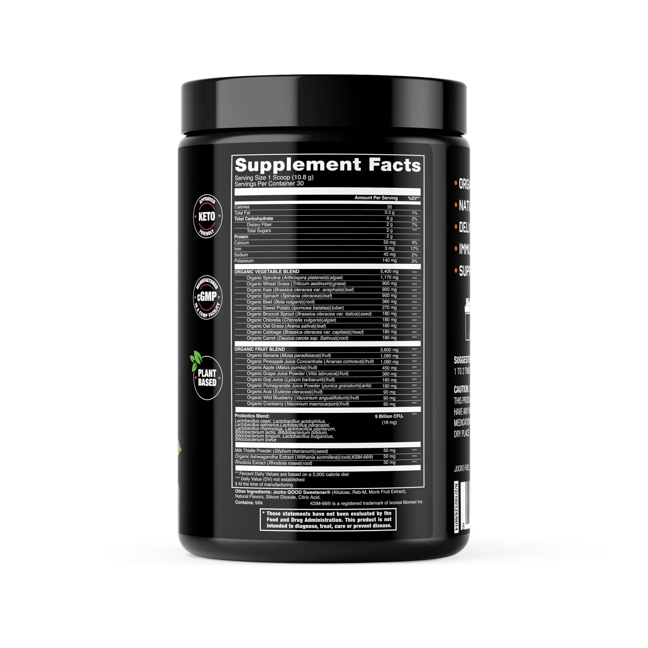 Jocko Fuel Daily Greens Powder - Premium Organic Greens Superfood Powder for Gut Health, Digestion, Bloating, Immune Support with Spirulina, Chlorella, Digestive Enzymes, & Probiotics - 30 Servings - Image 2