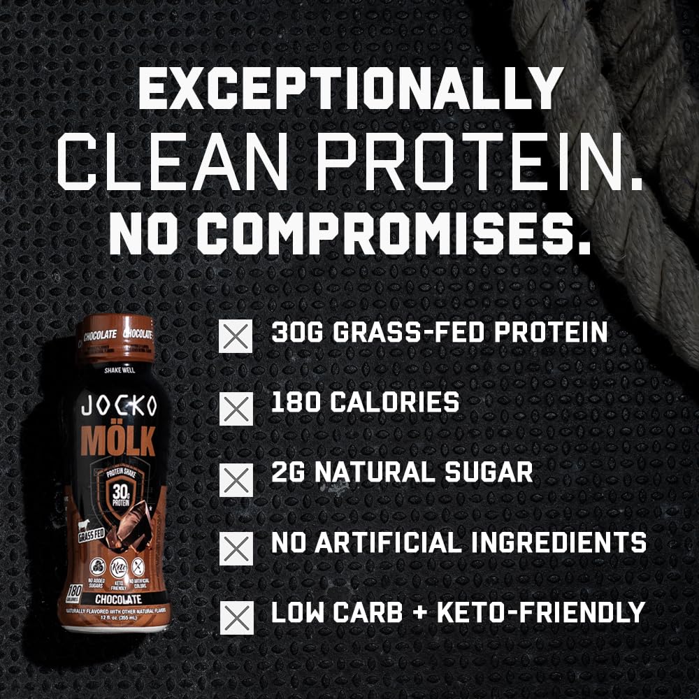 Jocko Mölk 30g Grass Fed Protein Shakes – No Added Sugar Protein Drinks KETO Friendly - Ready to Drink 12 FL Oz (Pack of 12) Banana Cream - Image 3