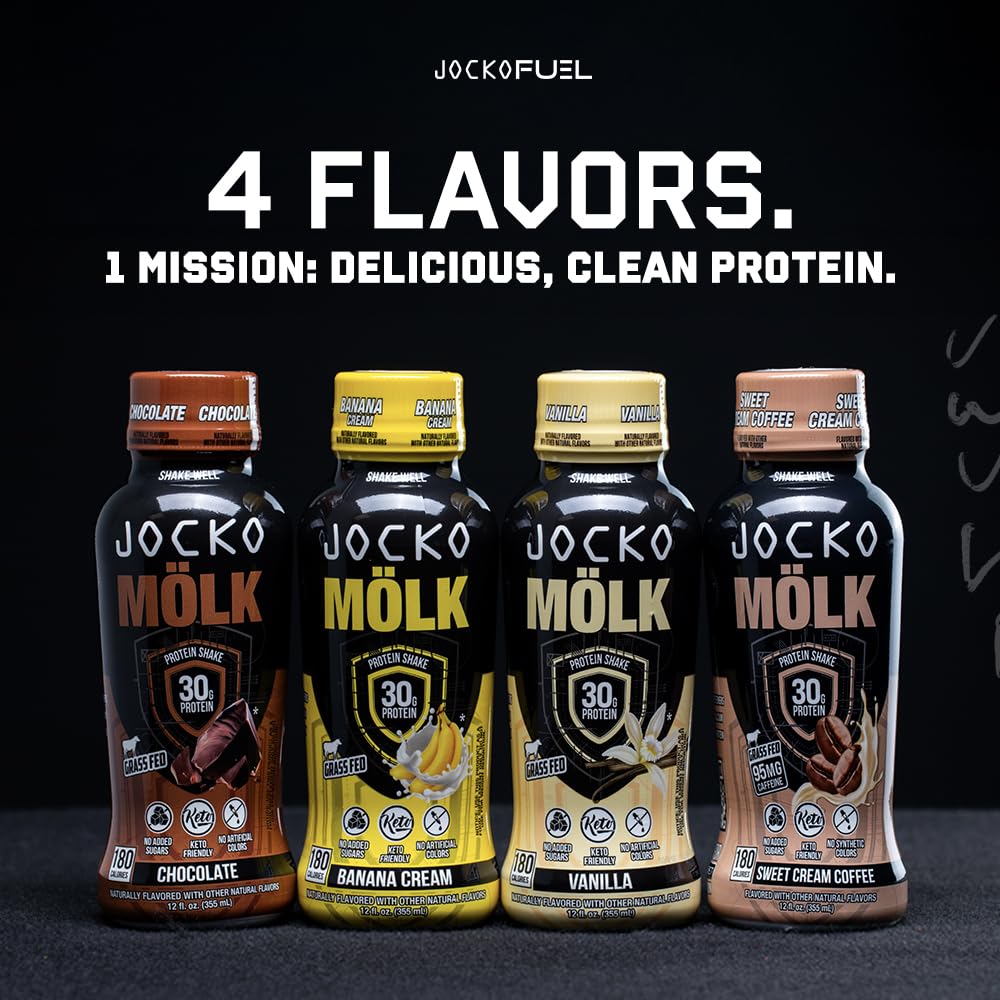 Jocko Mölk 30g Grass Fed Protein Shakes – No Added Sugar Protein Drinks KETO Friendly - Ready to Drink 12 FL Oz (Pack of 12) Banana Cream - Image 6